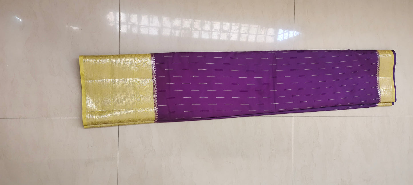 Purple color with yellow border soft silk saree