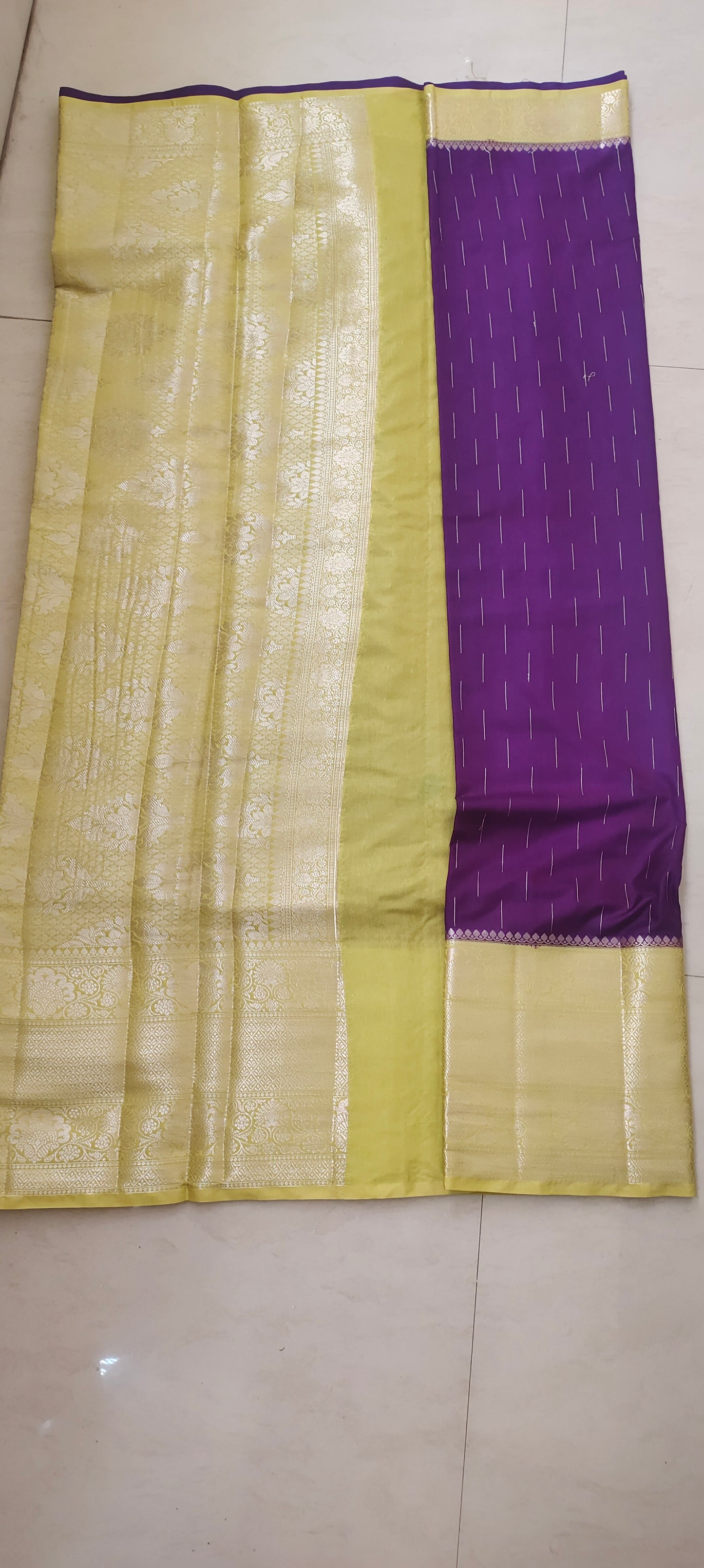 Purple color with yellow border soft silk saree