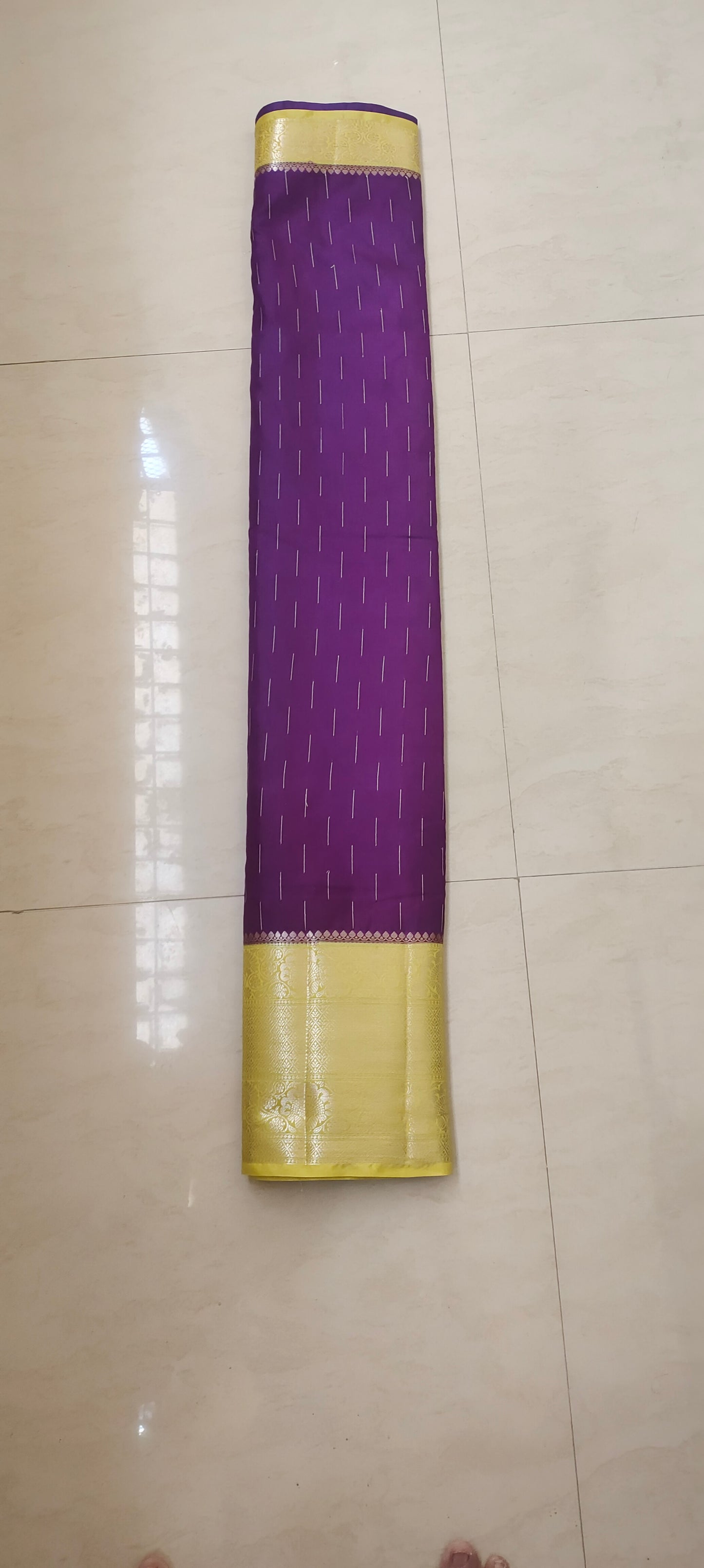 Purple color with yellow border soft silk saree