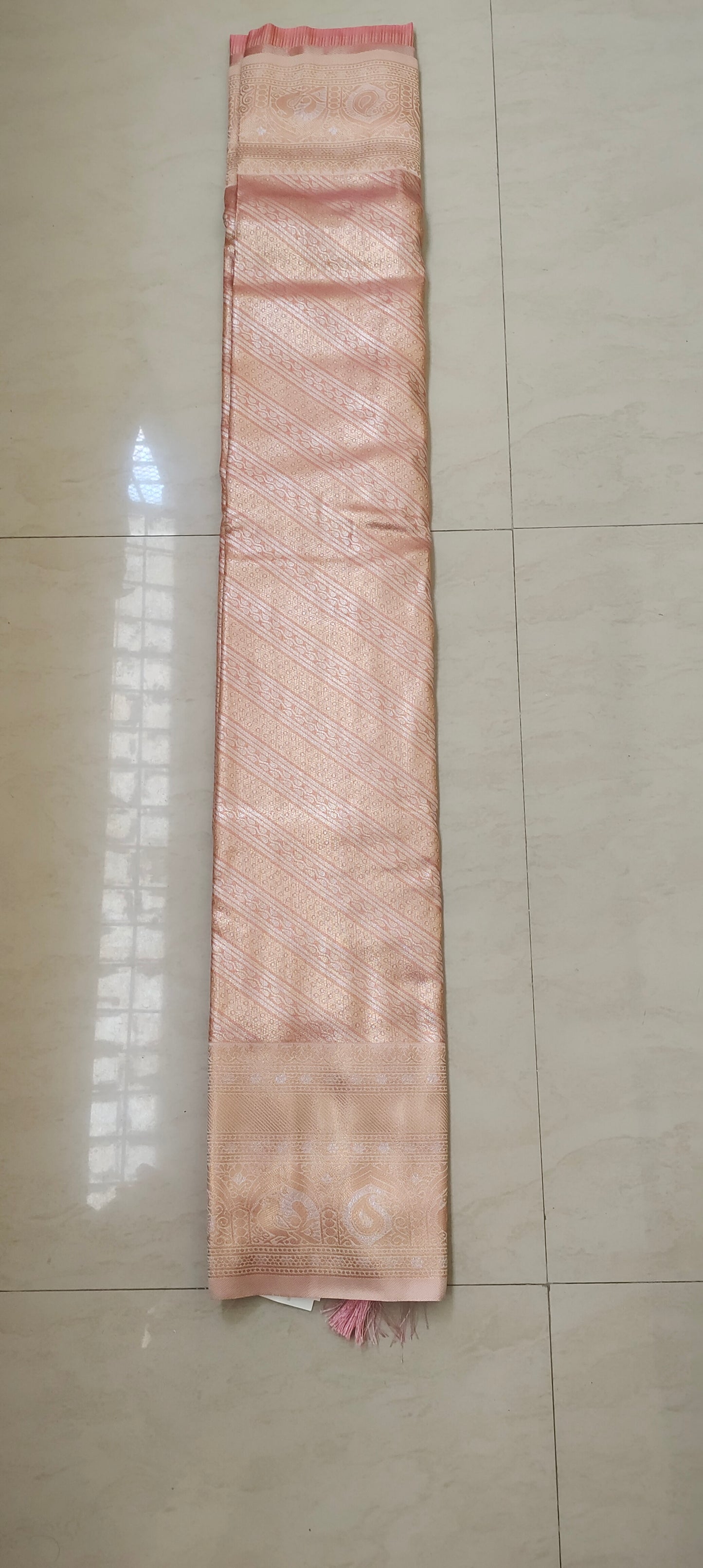 Peach color soft silk saree