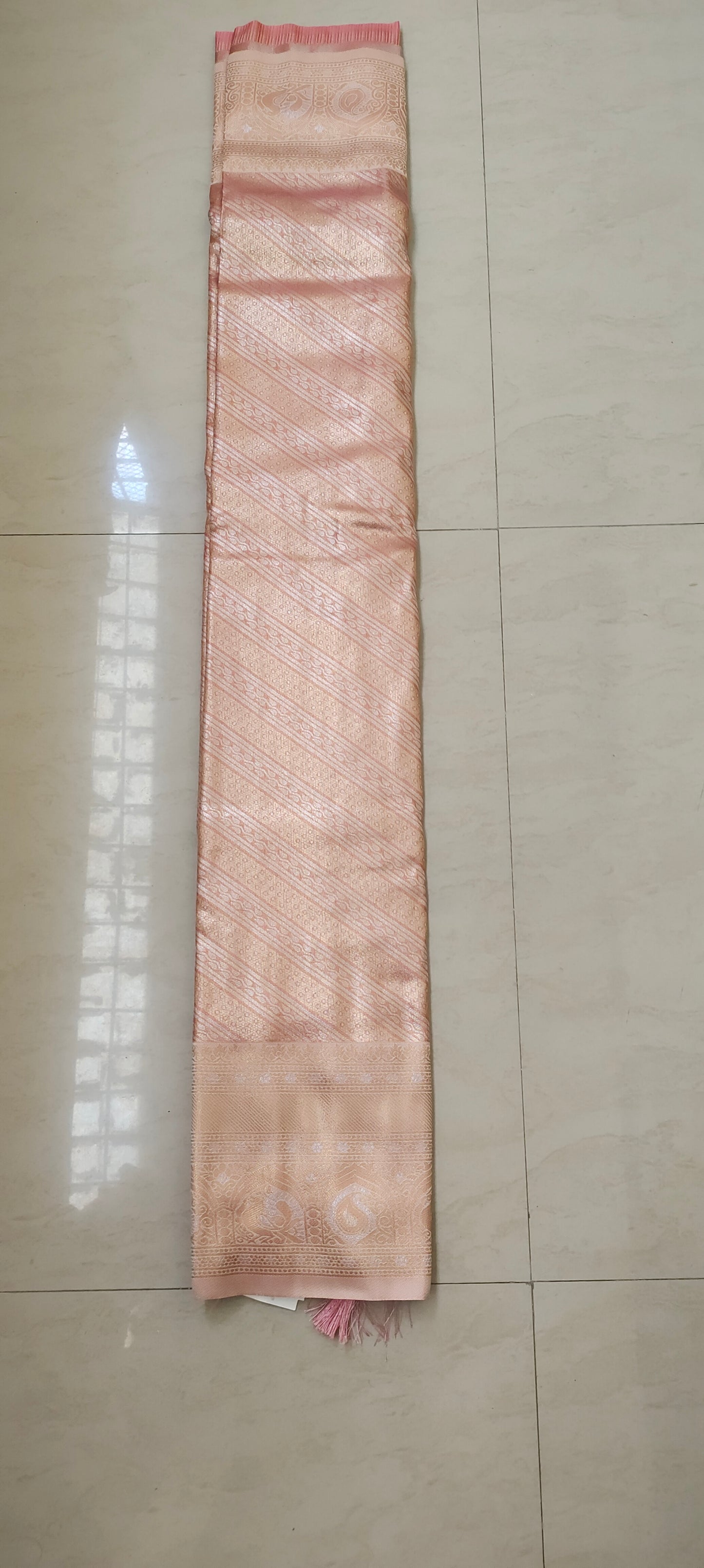 Peach color soft silk saree