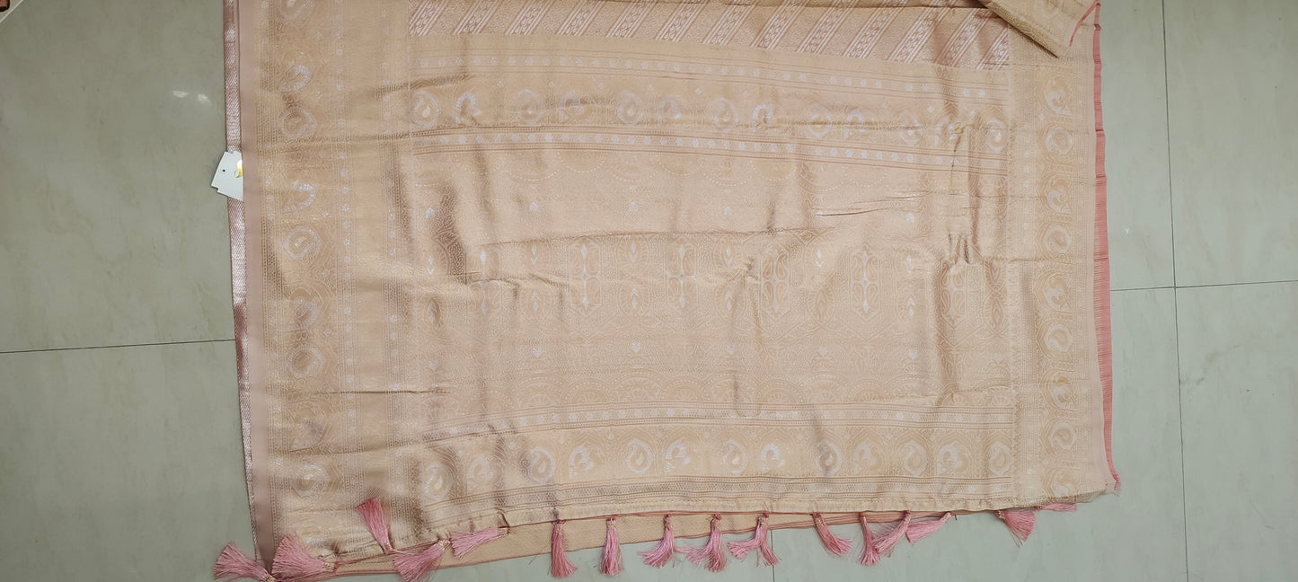 Peach color soft silk saree