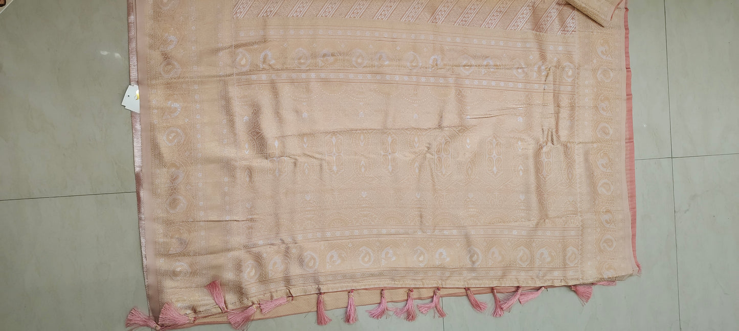 Peach color soft silk saree