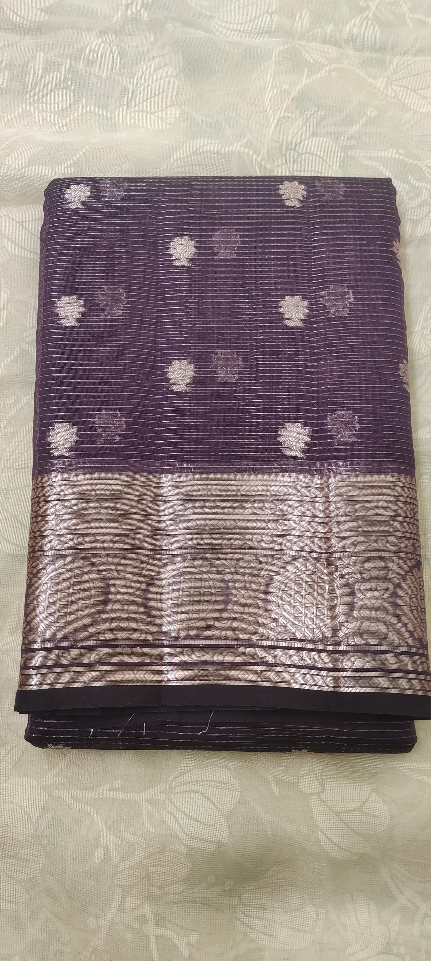 Navy blue color cotton silk saree