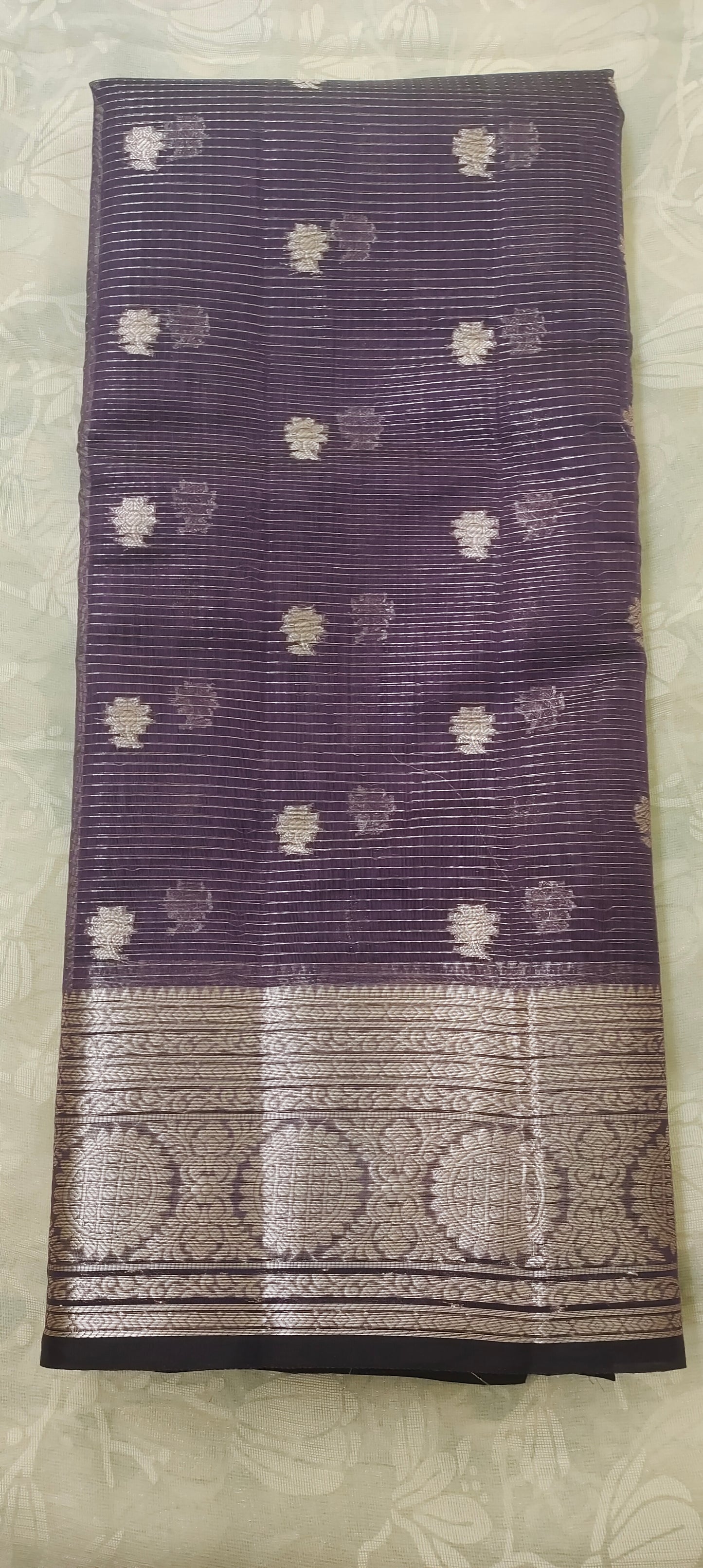 Navy blue color cotton silk saree