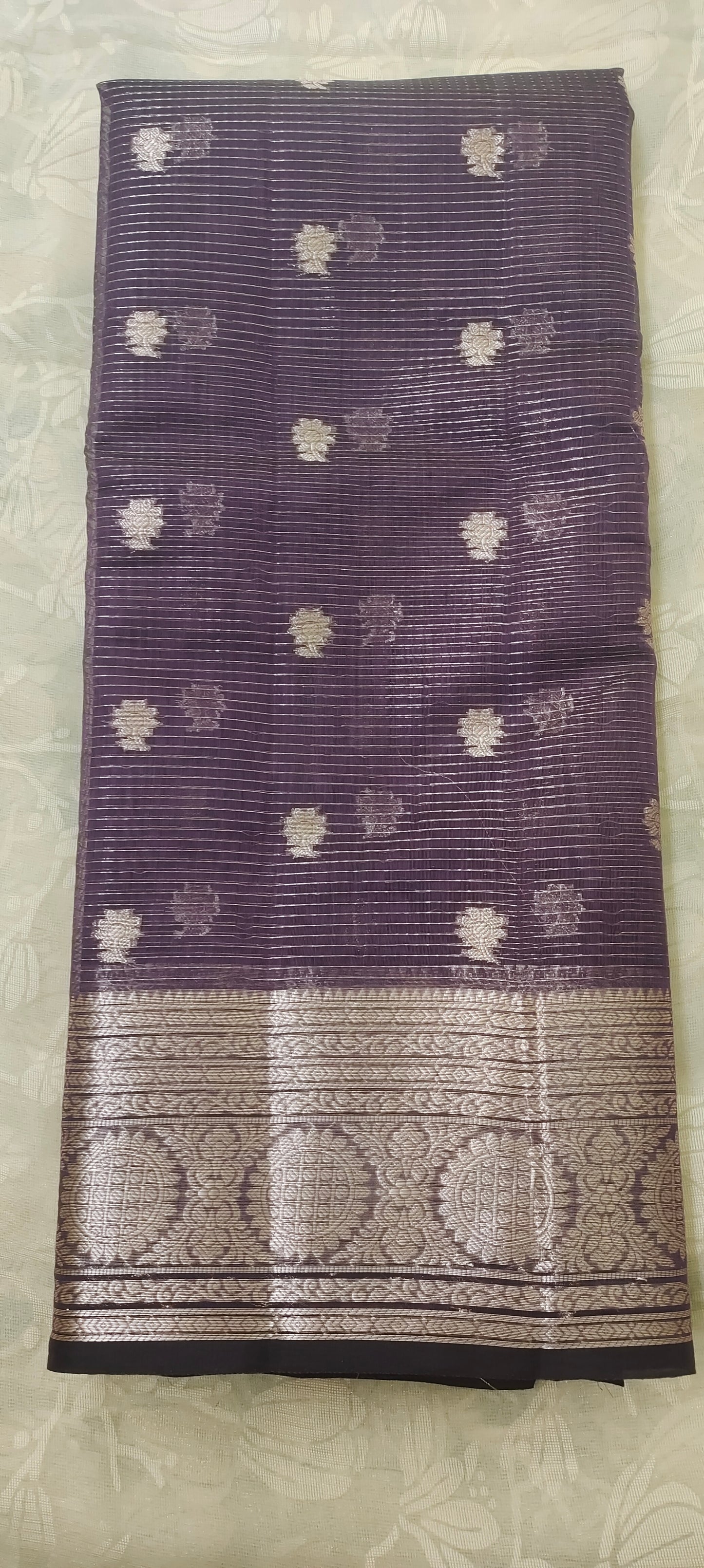 Navy blue color cotton silk saree