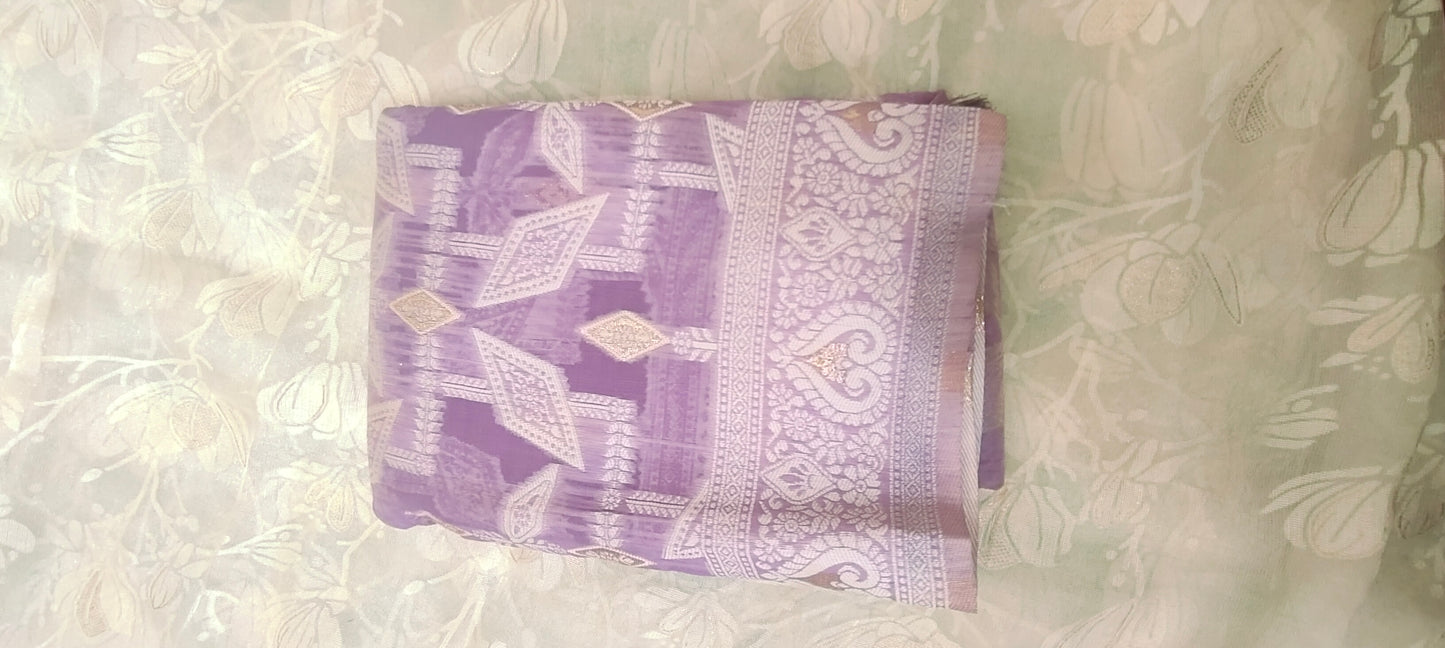 Purple color cotton silk saree