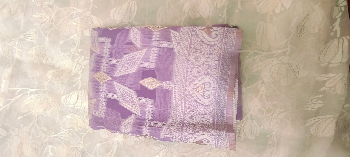 Purple color cotton silk saree