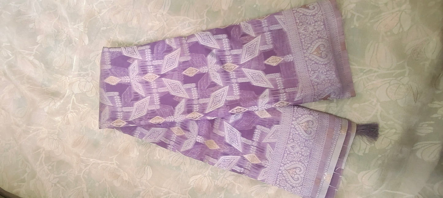 Purple color cotton silk saree