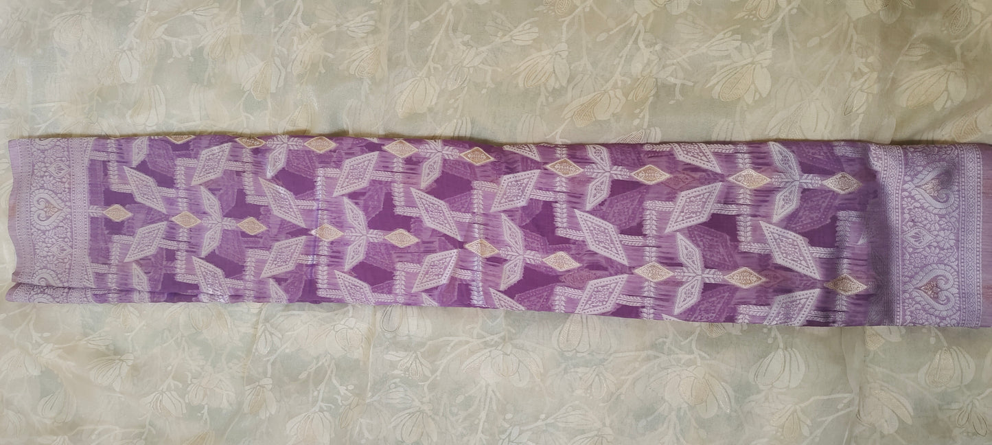 Purple color cotton silk saree