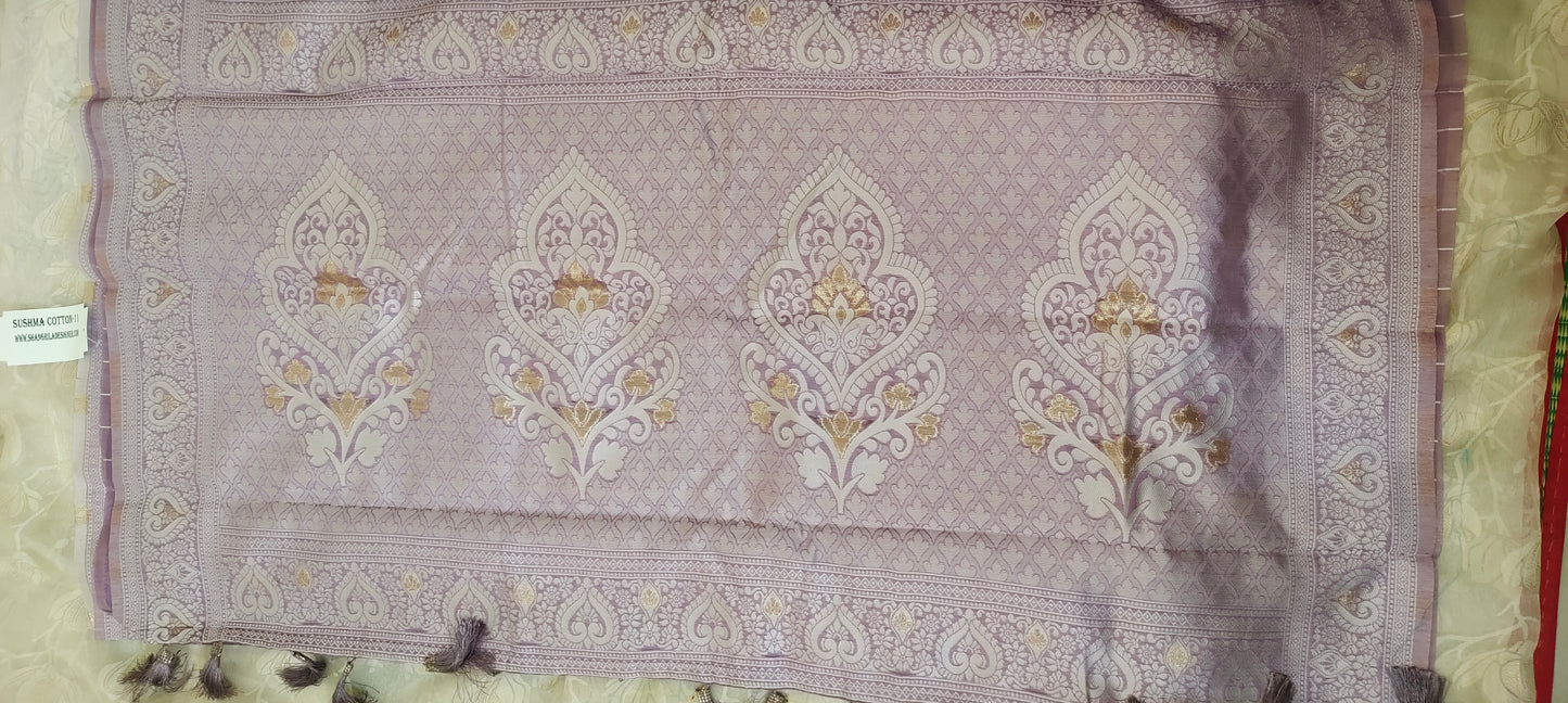 Purple color cotton silk saree