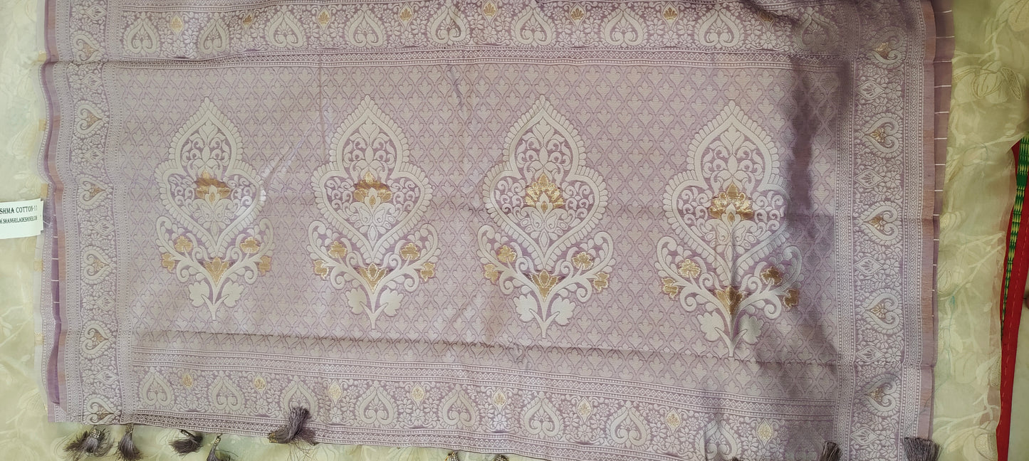 Purple color cotton silk saree