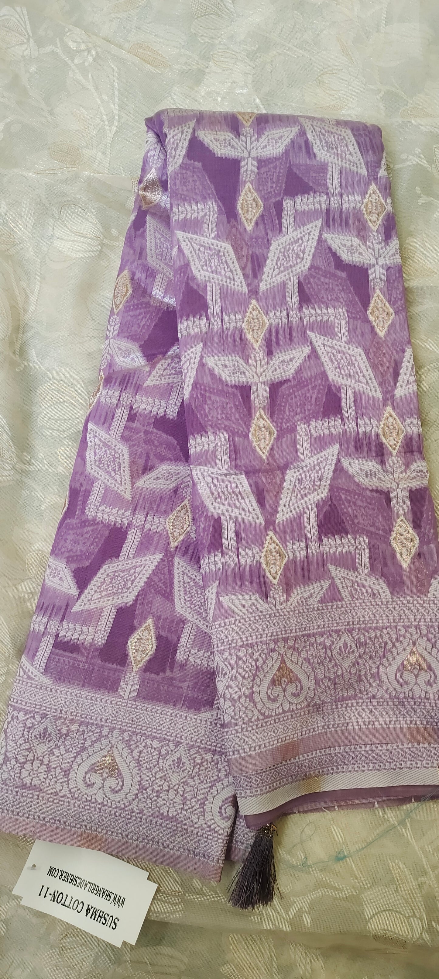 Purple color cotton silk saree