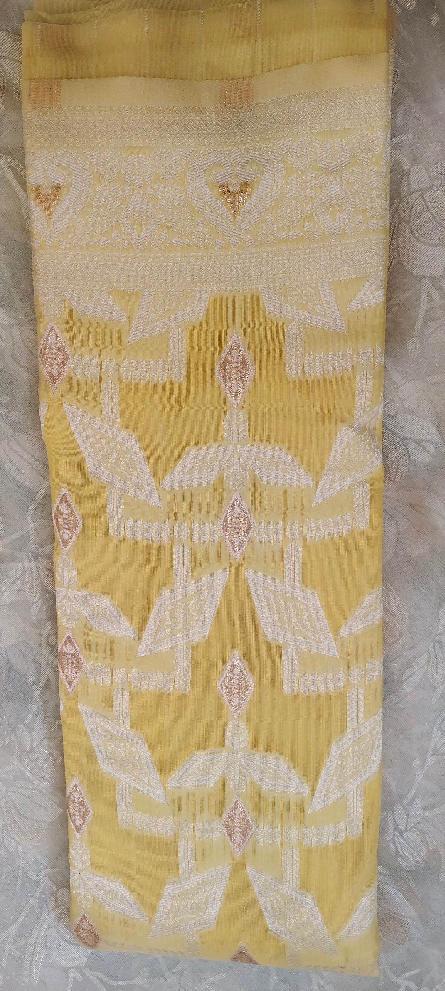 Yellow color cotton silk saree