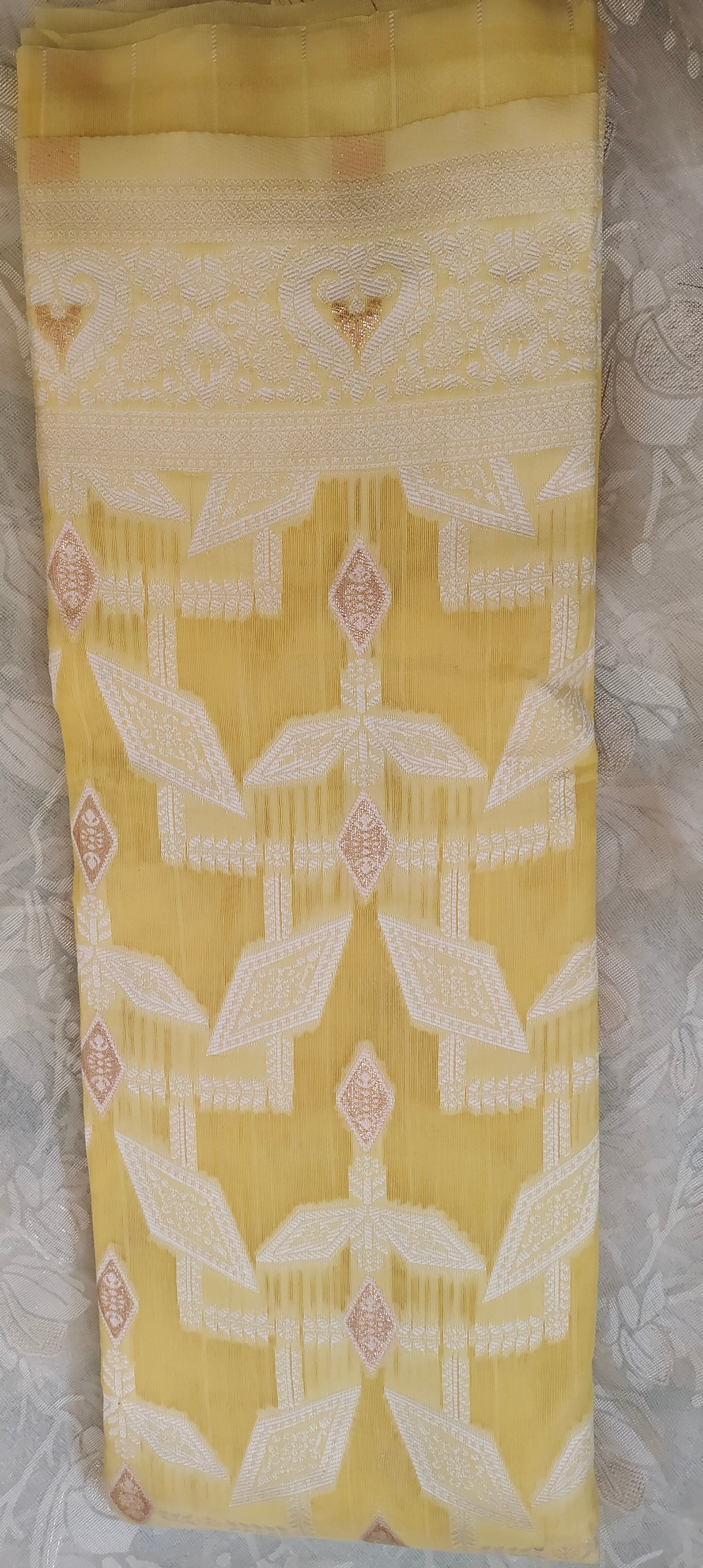 Yellow color cotton silk saree