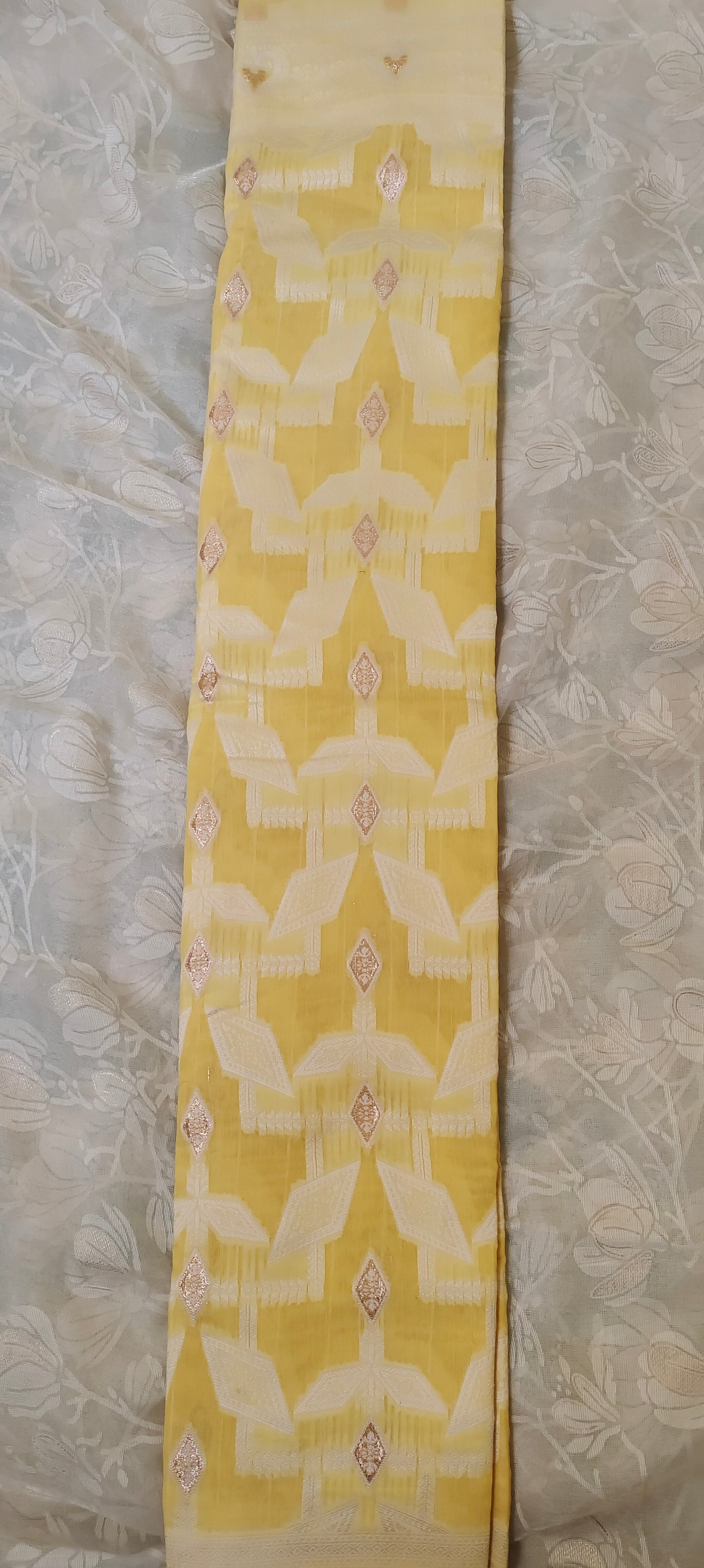 Yellow color cotton silk saree