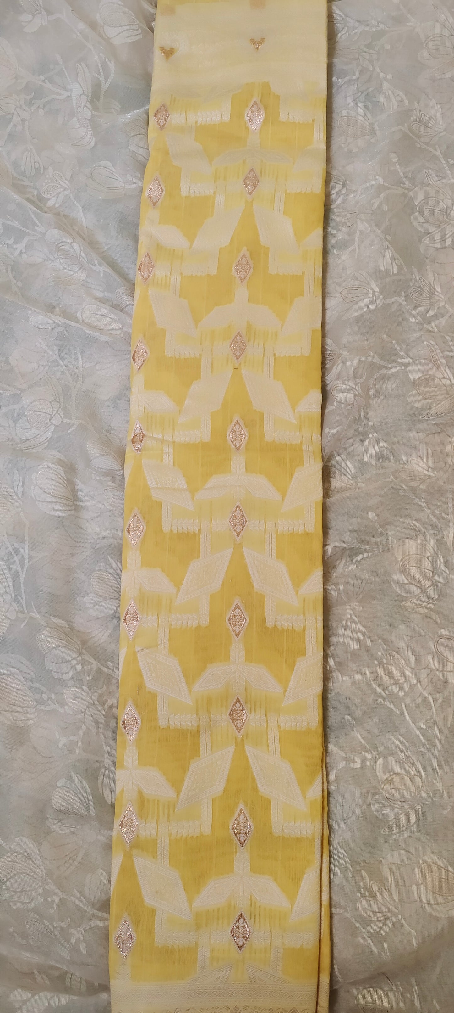 Yellow color cotton silk saree