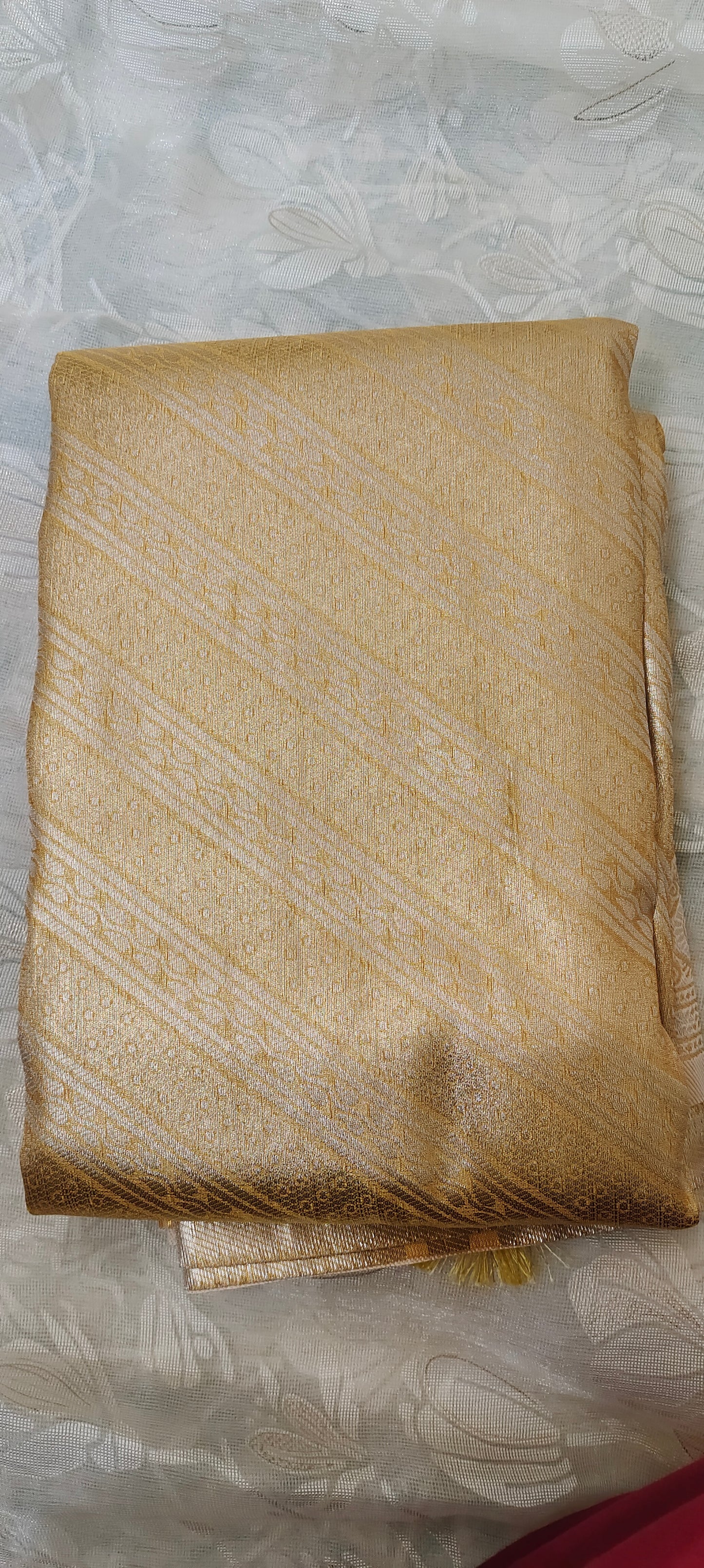 Gold color soft silk saree
