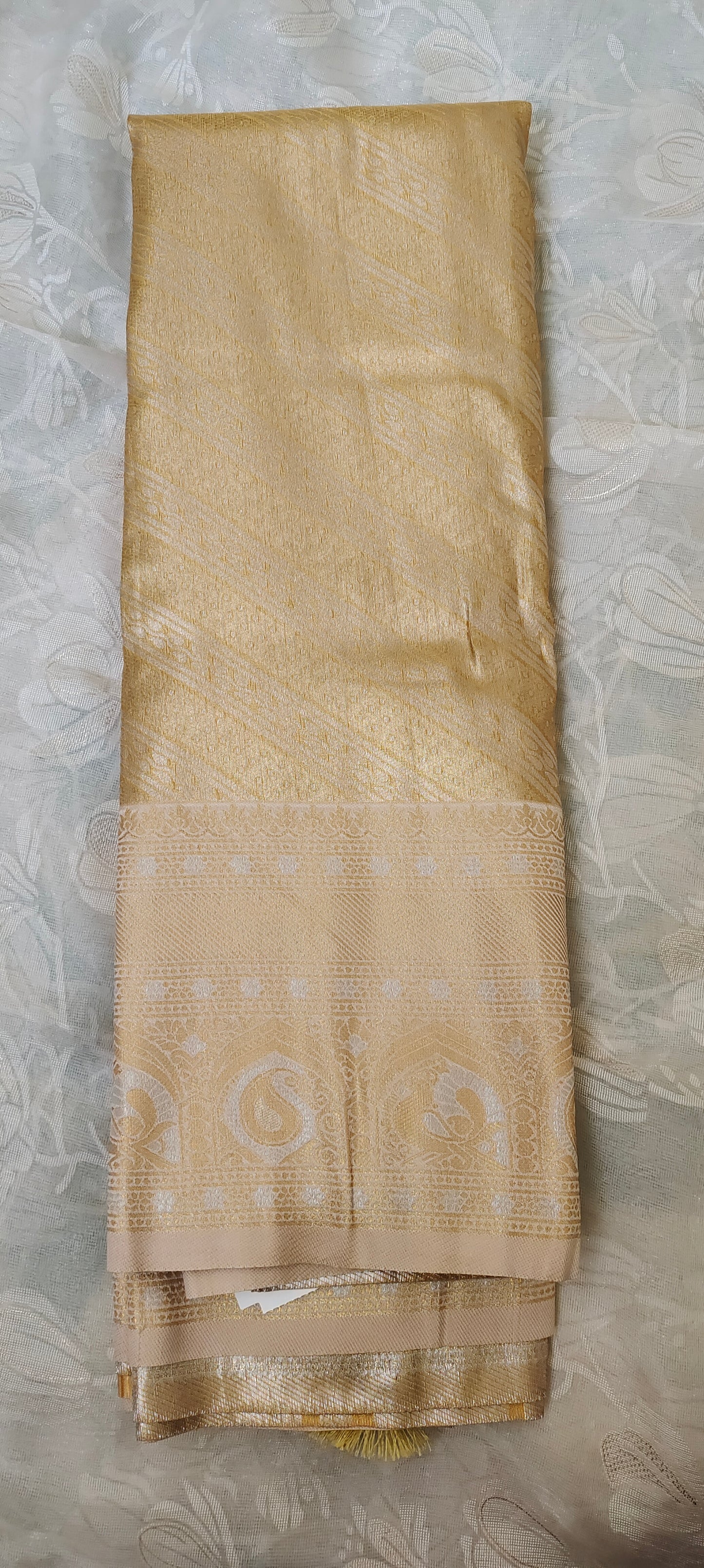 Gold color soft silk saree