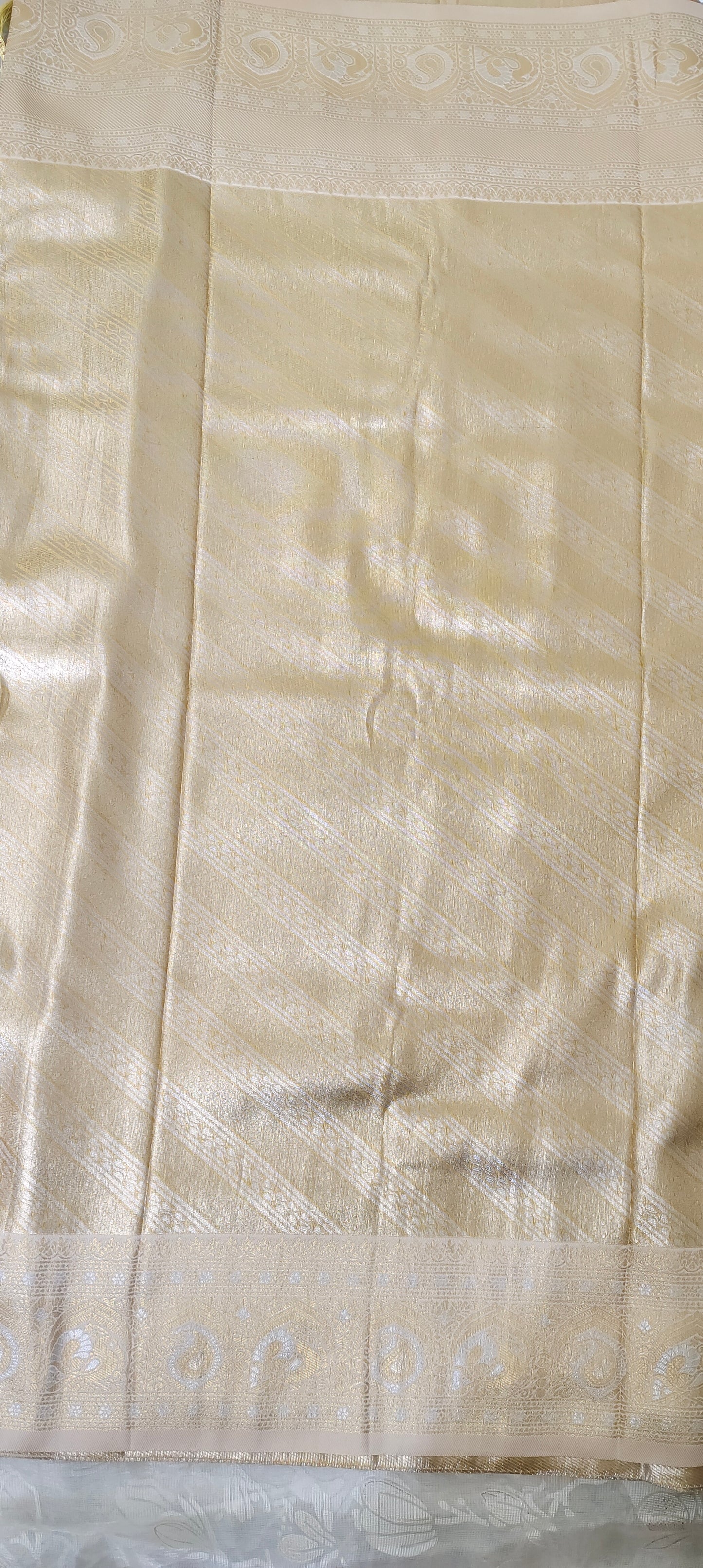 Gold color soft silk saree
