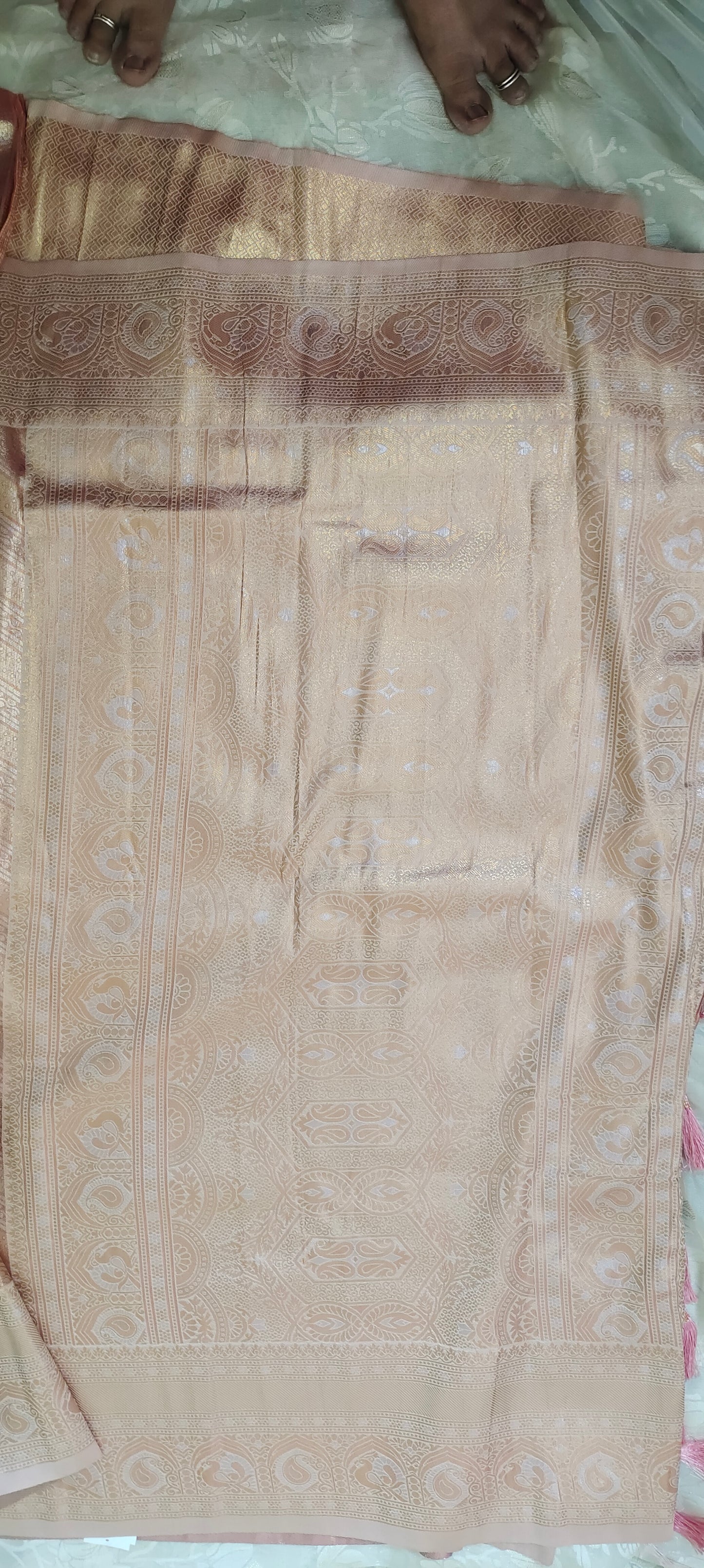 Silver color soft silk saree