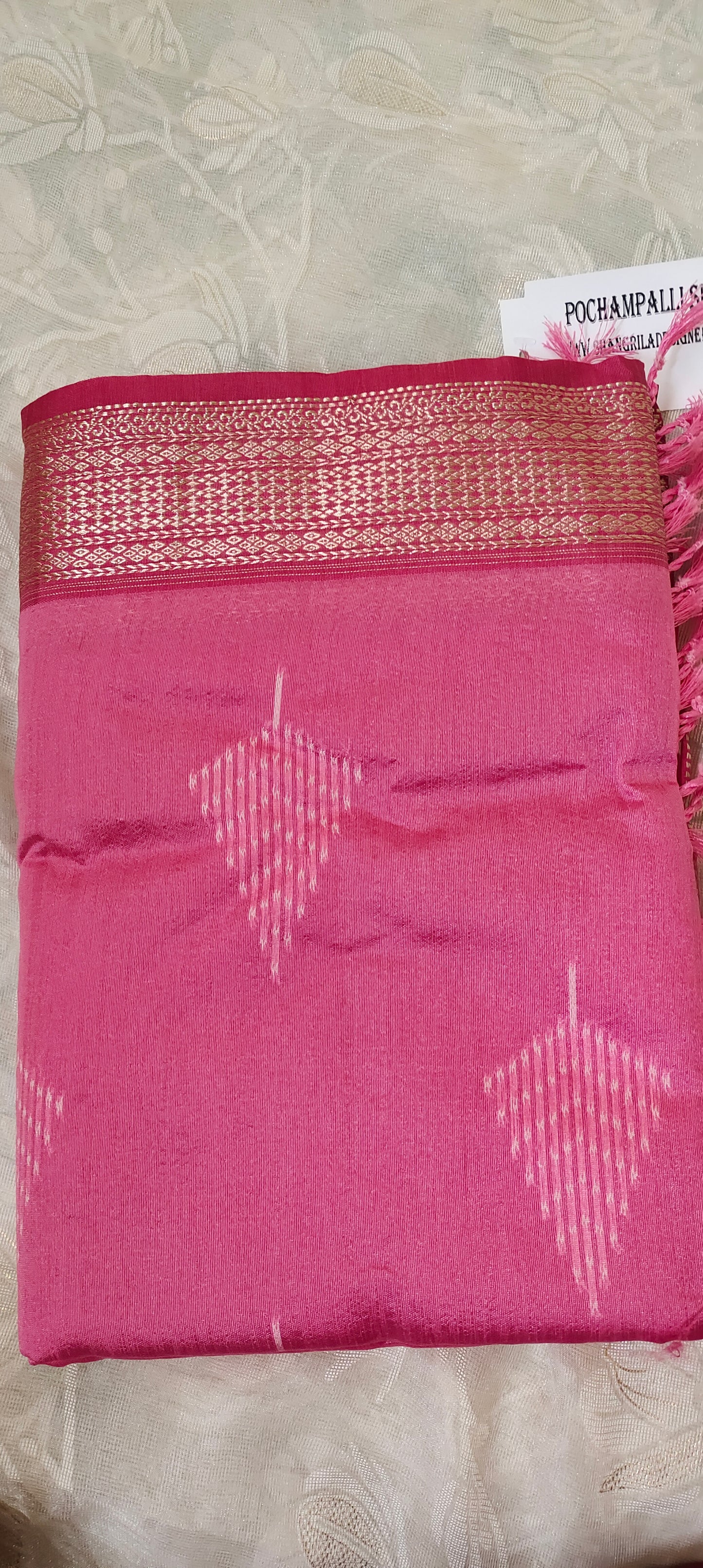 Pink color cotton silk saree