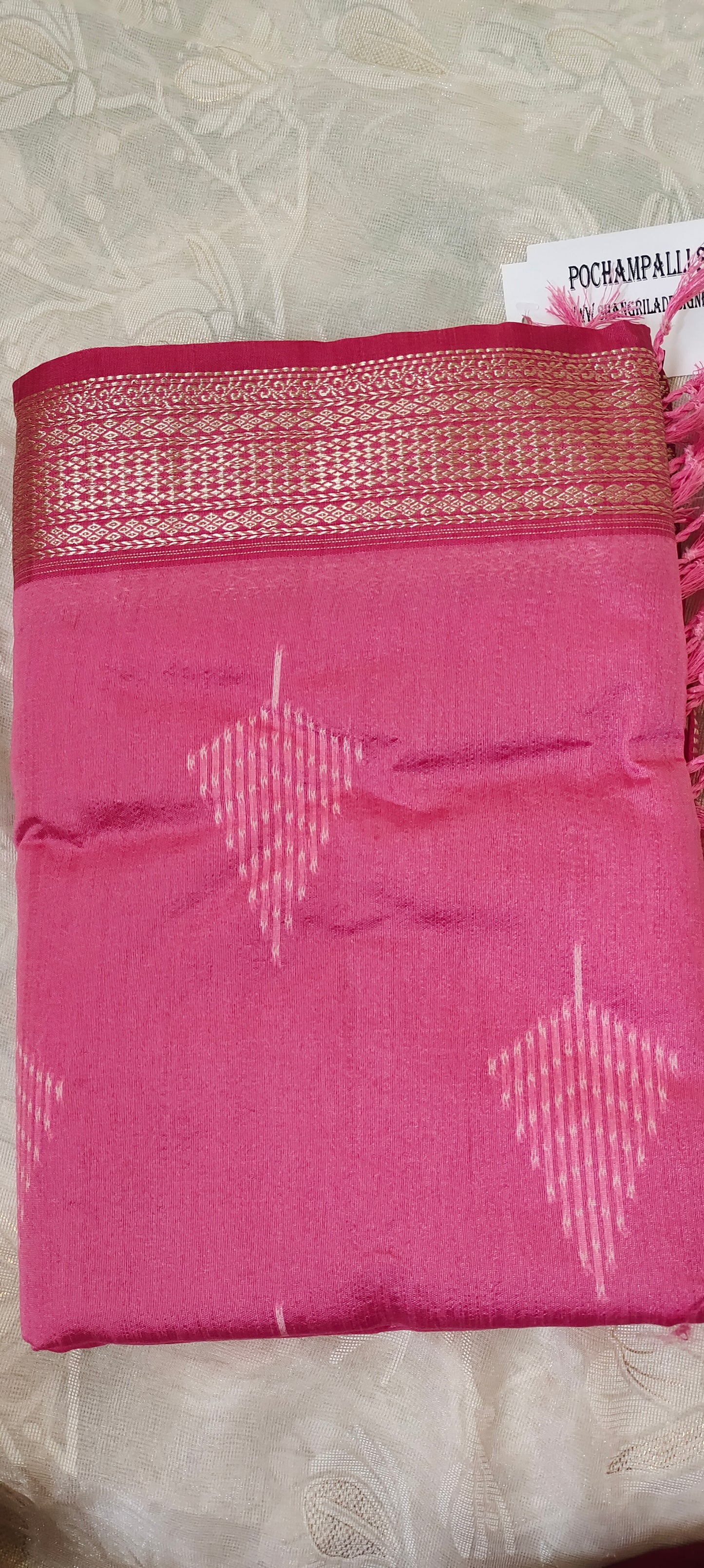 Pink color cotton silk saree