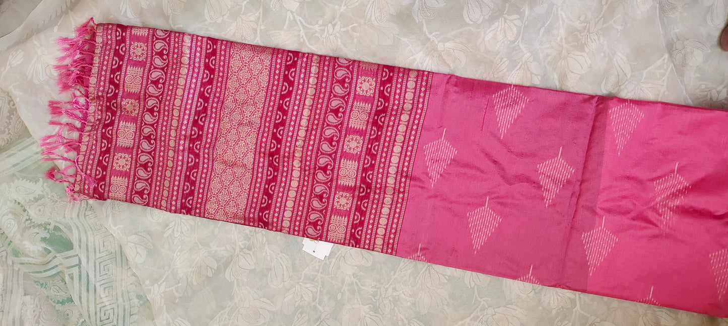 Pink color cotton silk saree