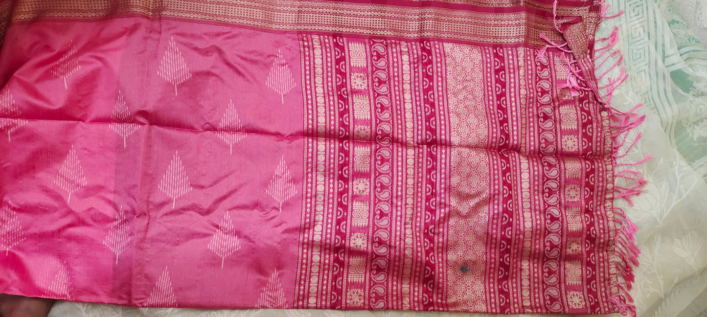 Pink color cotton silk saree