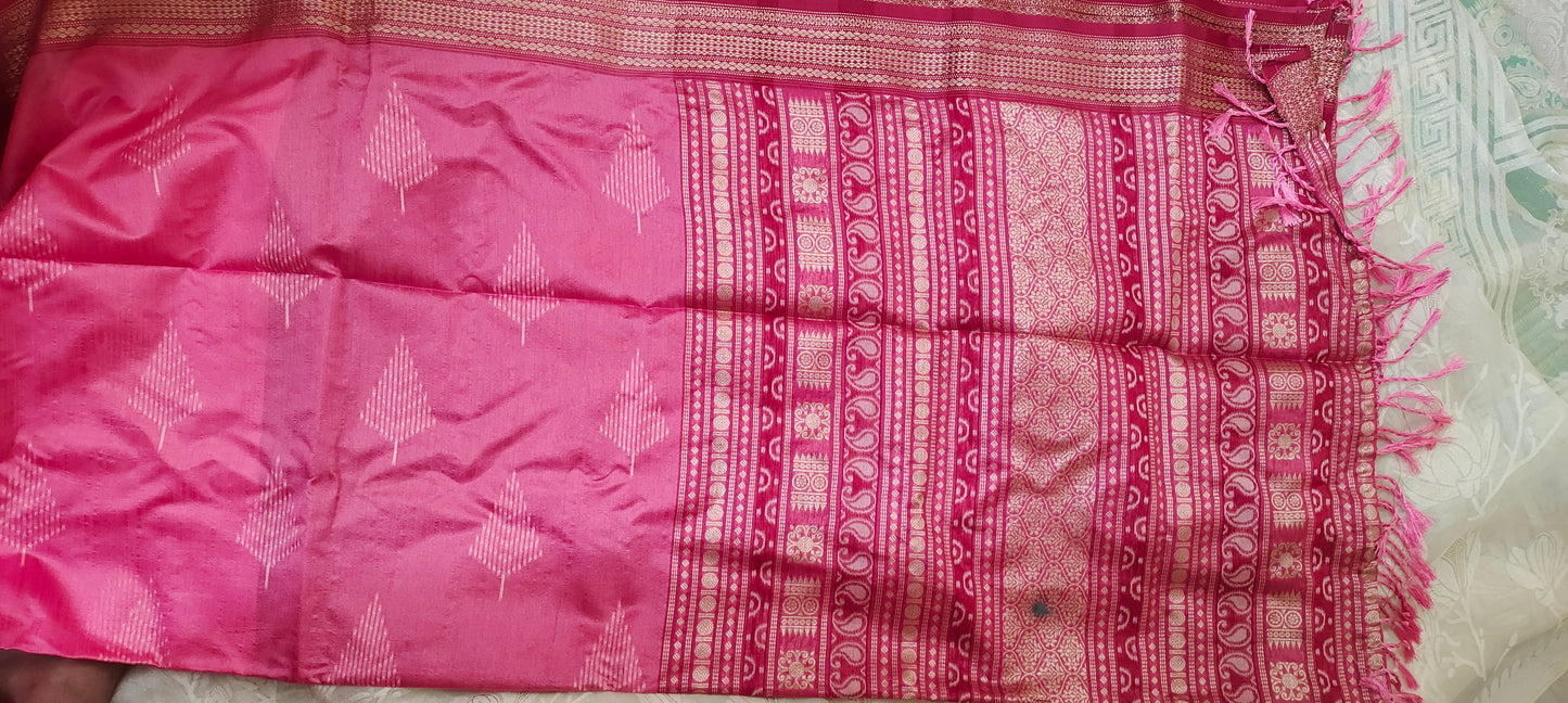 Pink color cotton silk saree