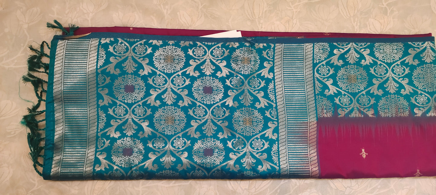 Purple color soft silk saree