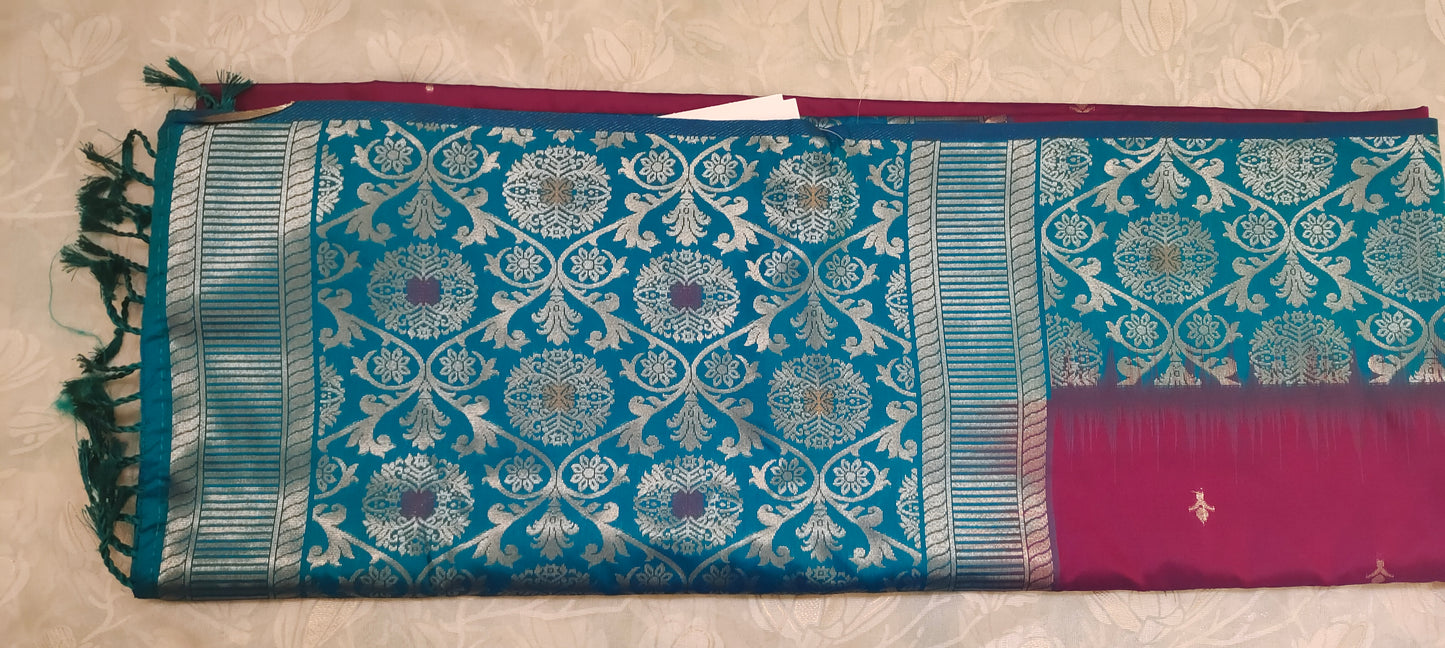 Purple color soft silk saree