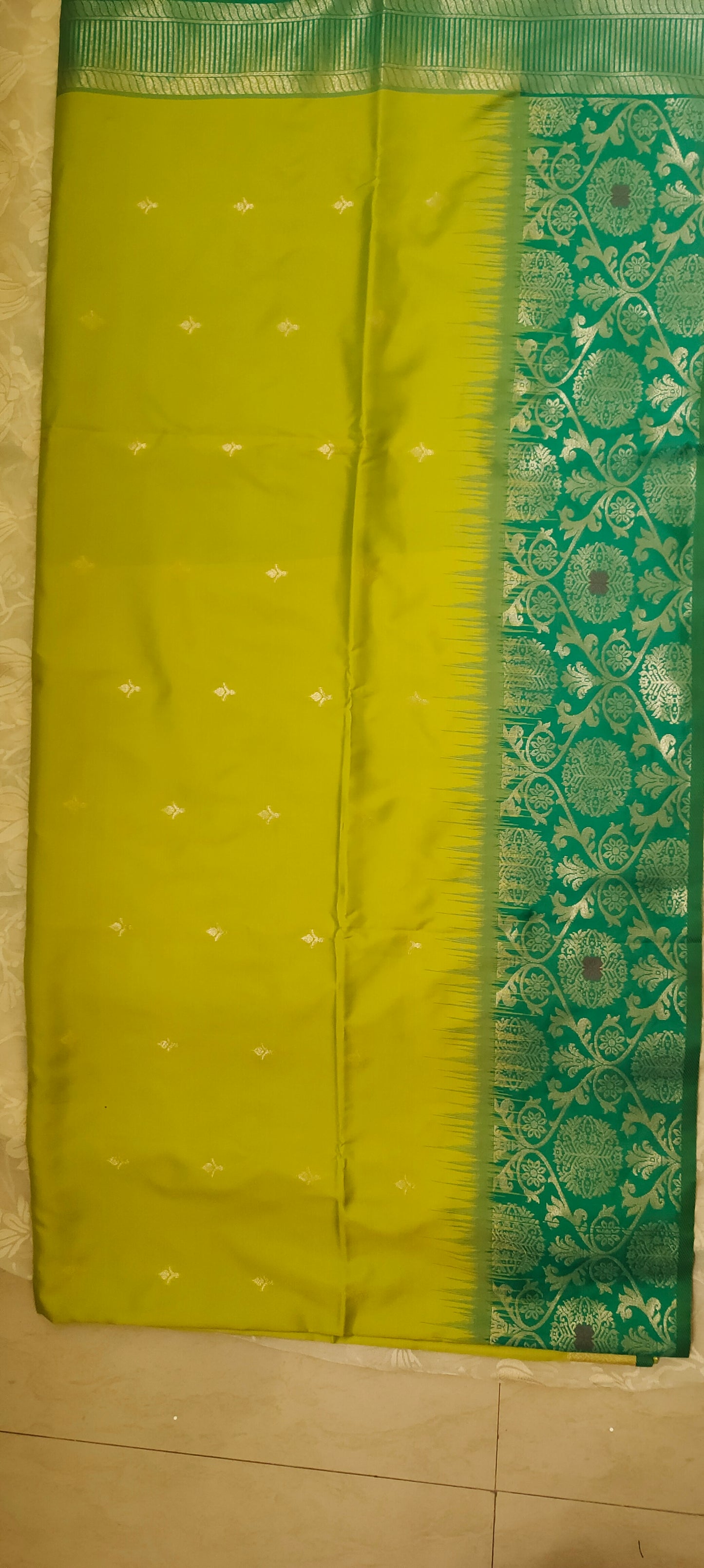 Parrot green color soft silk saree