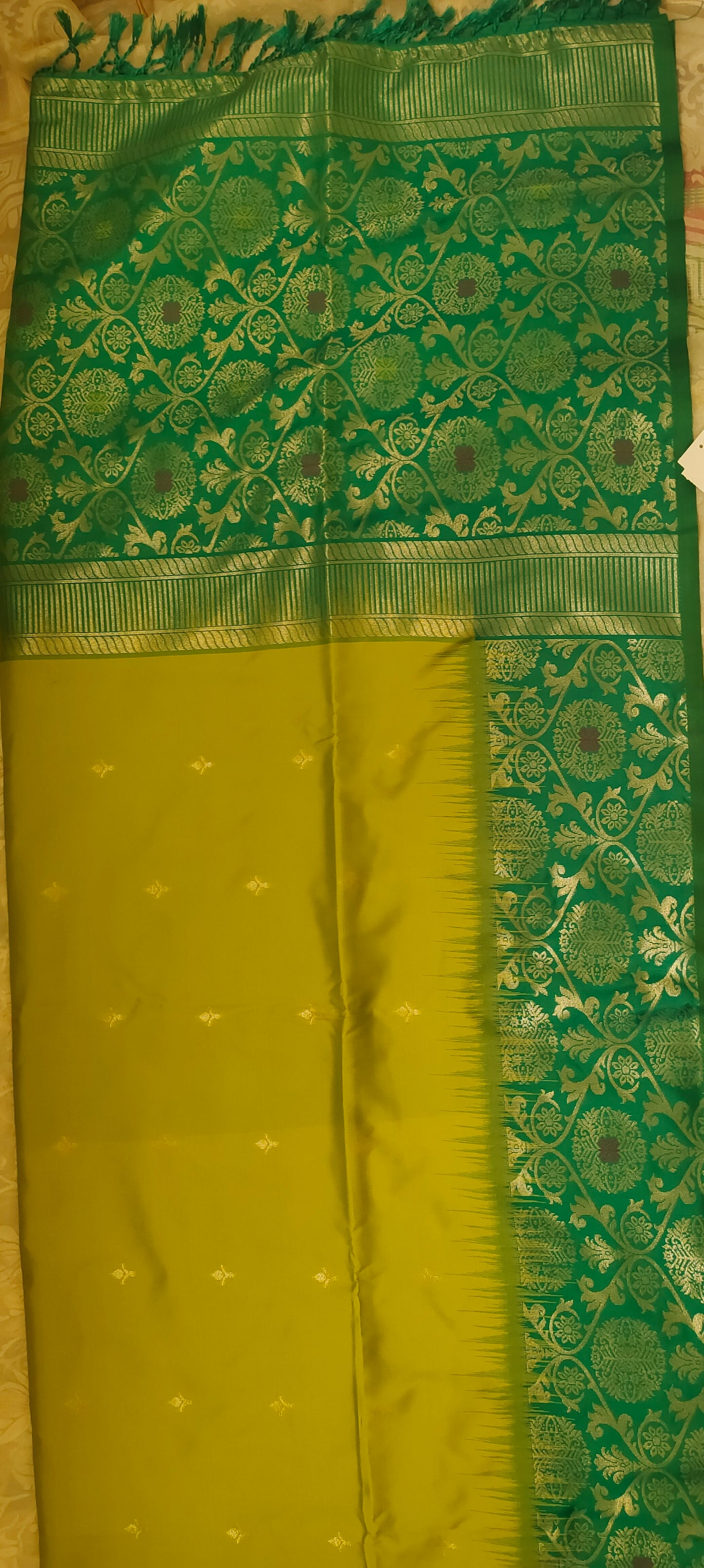 Parrot green color soft silk saree