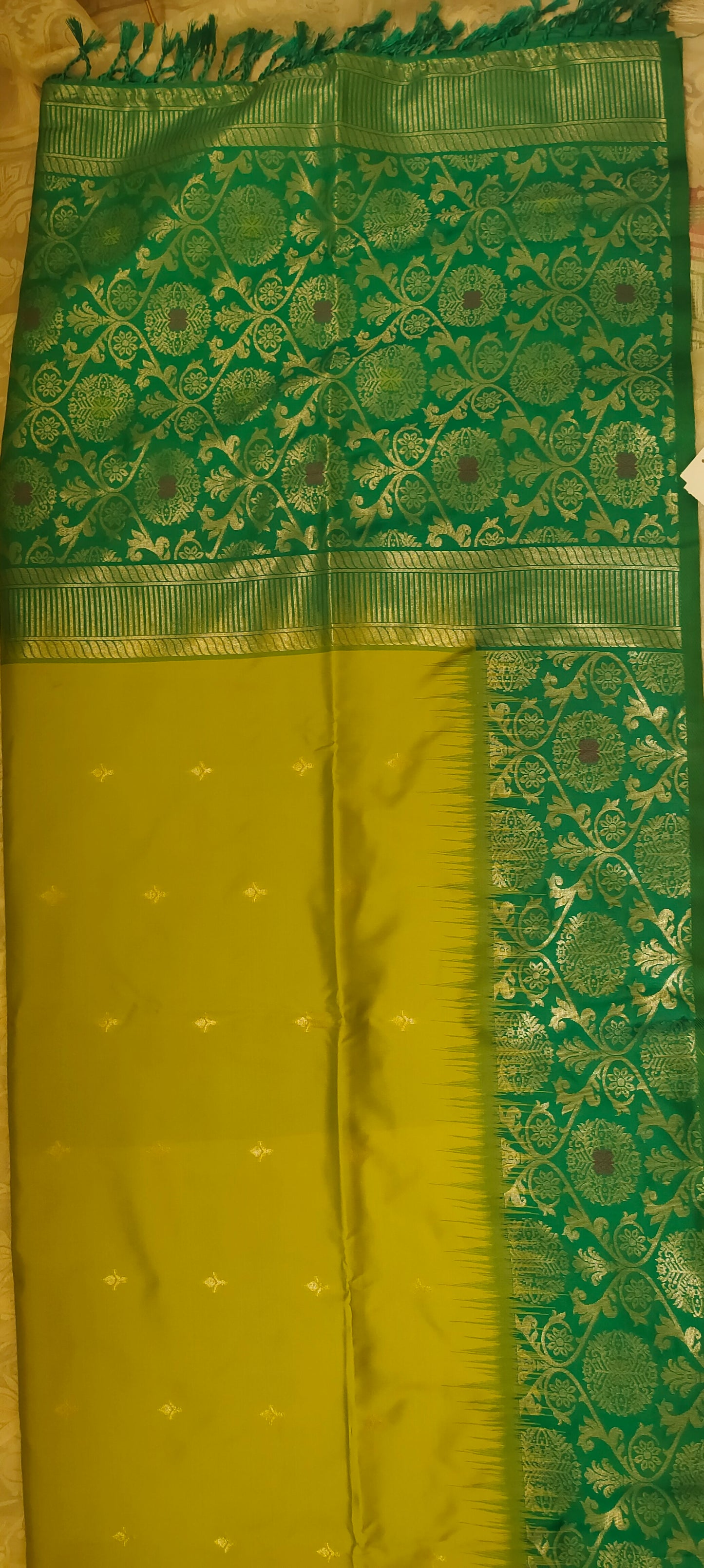 Parrot green color soft silk saree