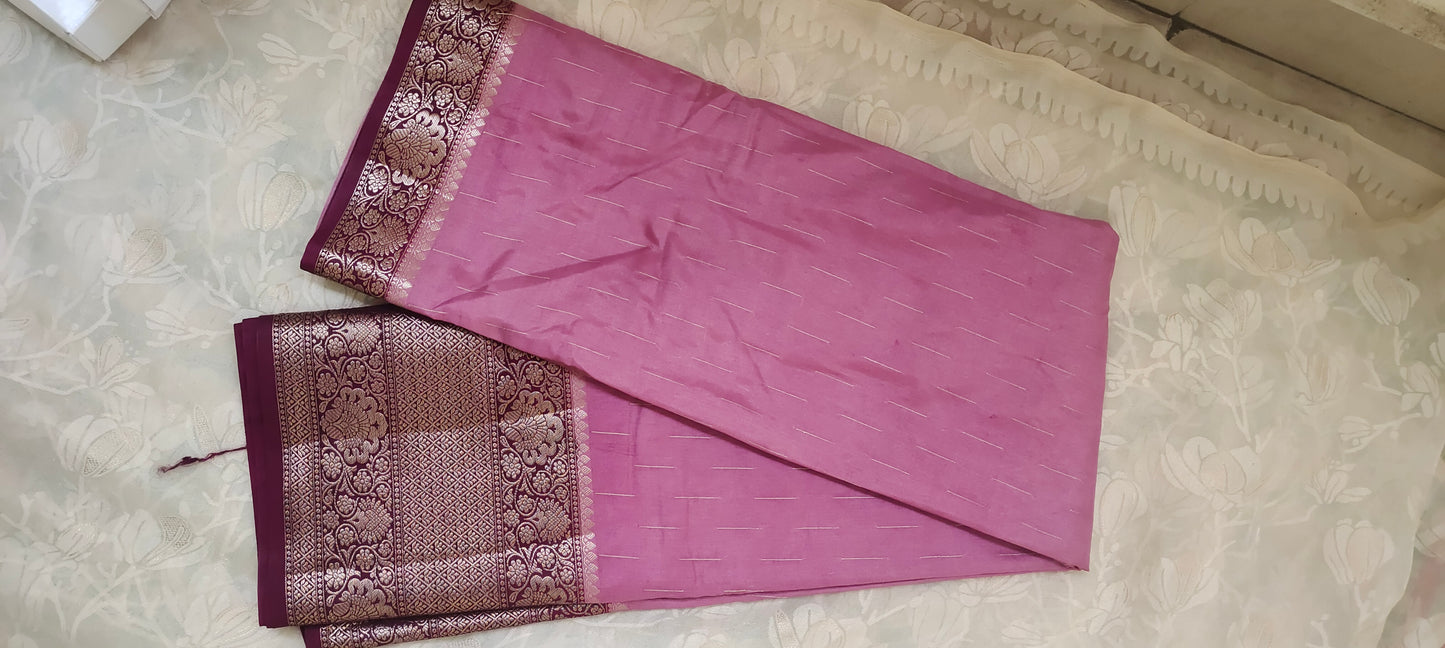 Pink color soft silk saree