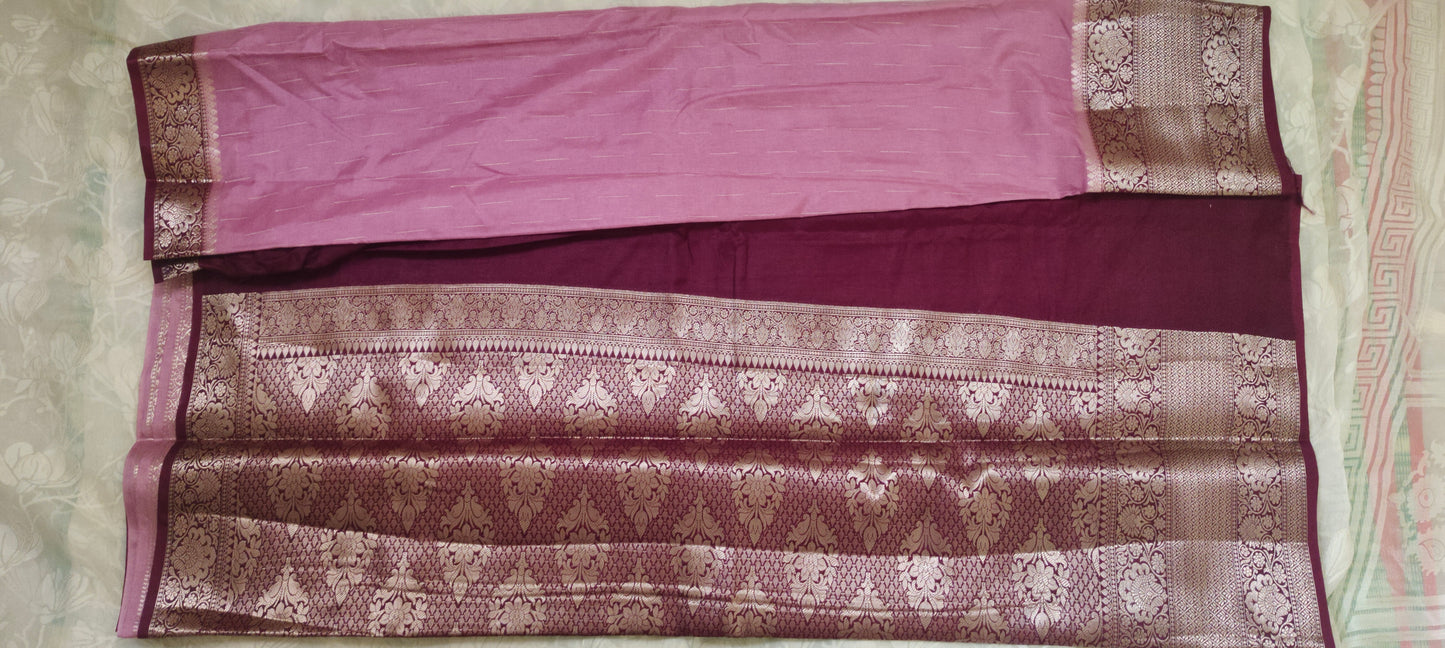 Light pink color soft silk saree
