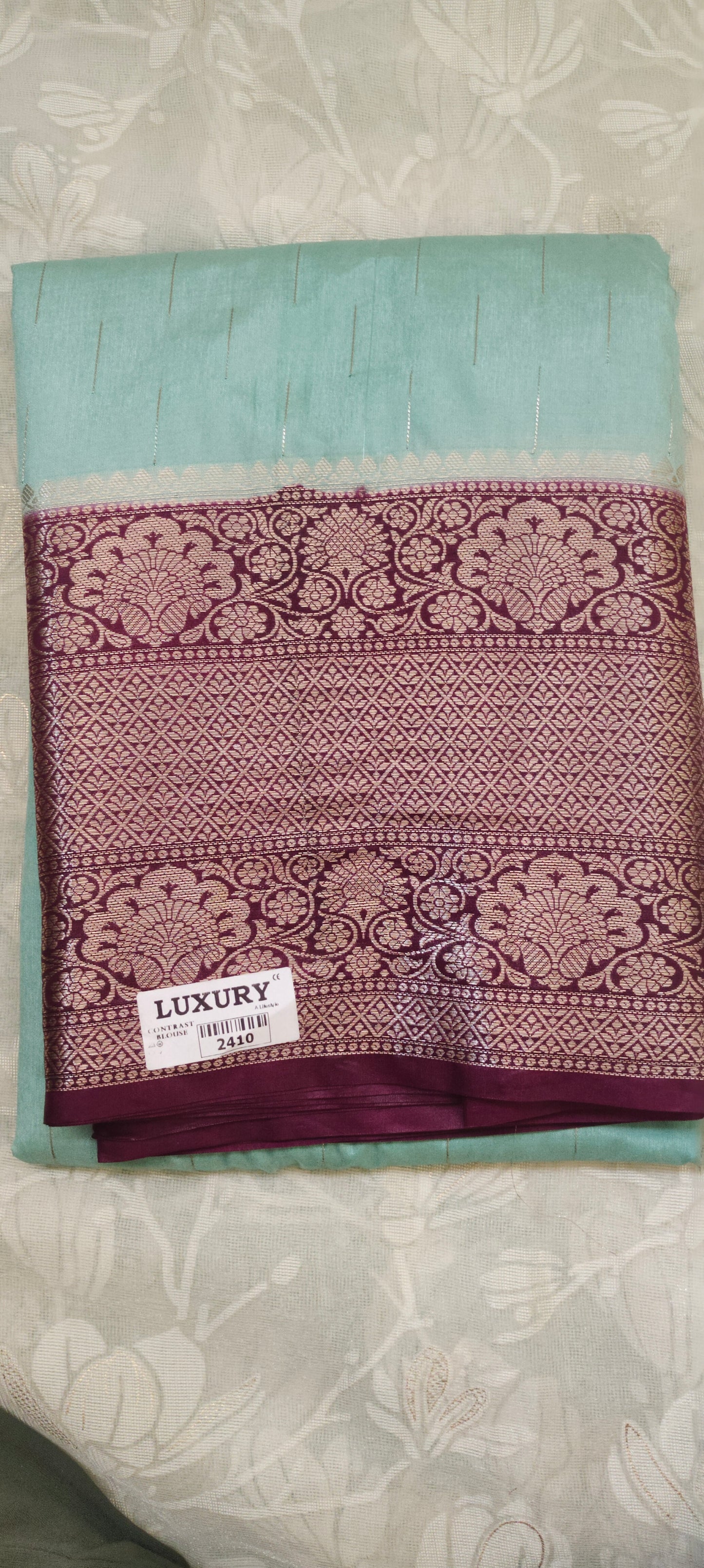 Sea green color silk saree