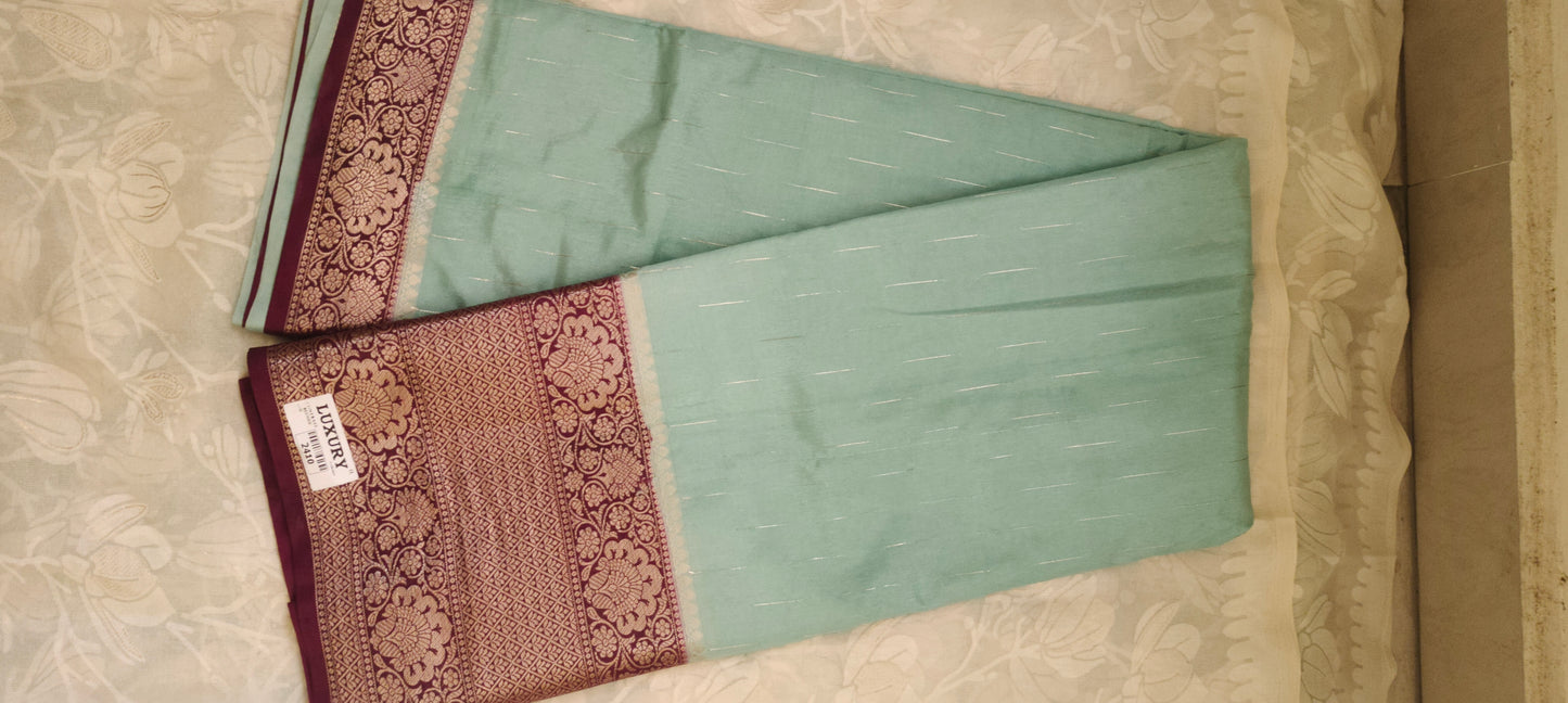 Sea green color silk saree