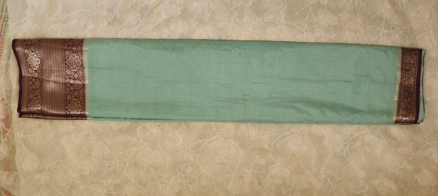 Sea green color silk saree