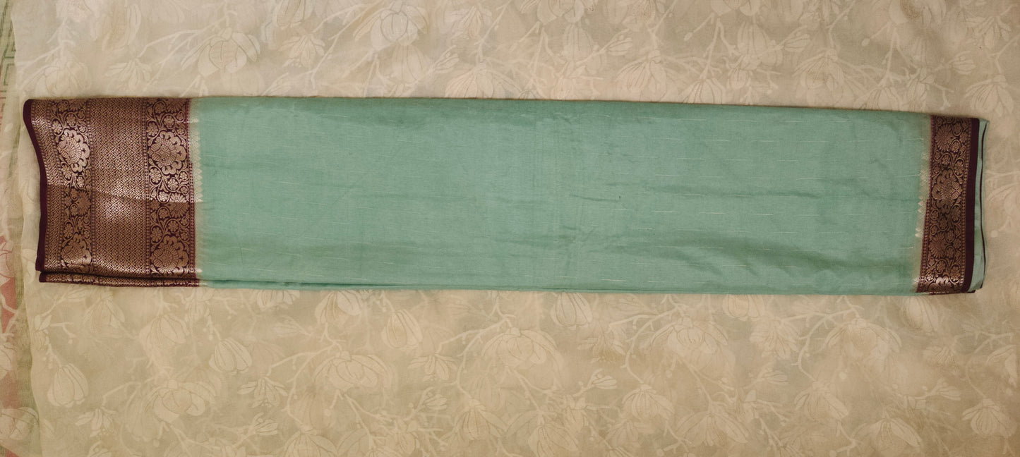 Sea green color silk saree
