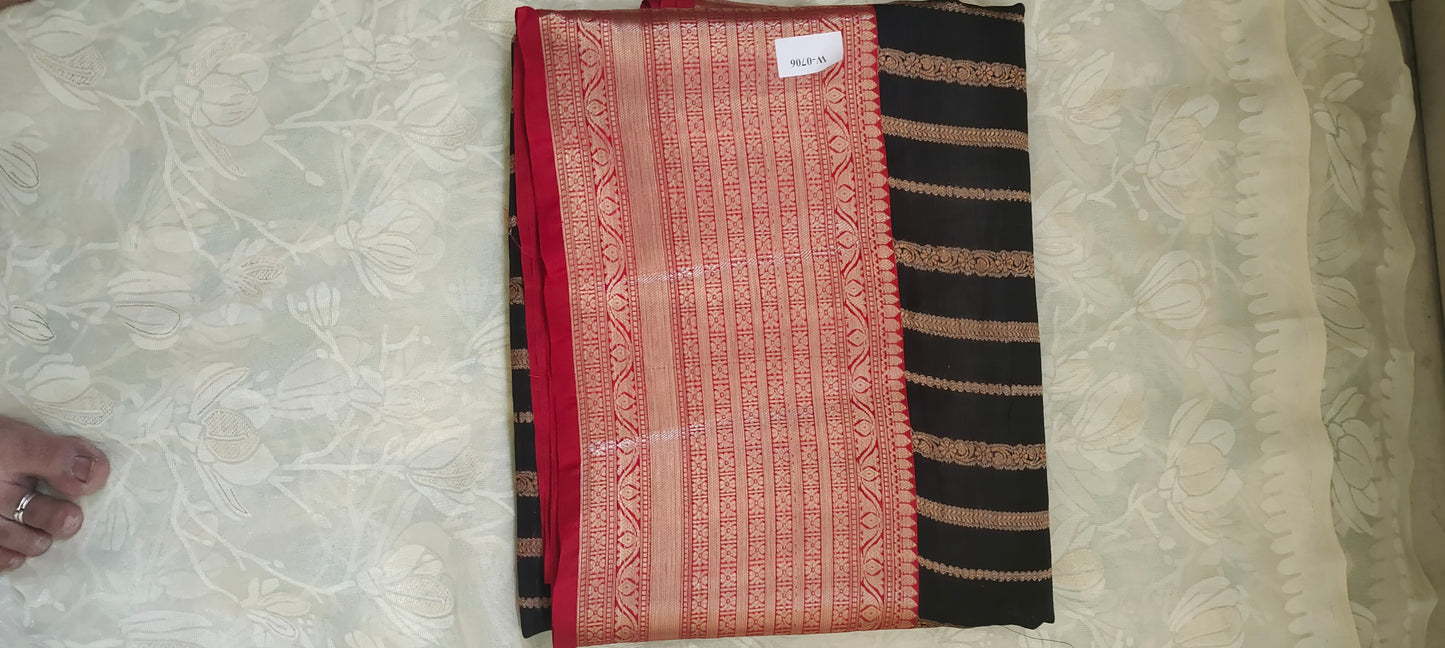 Black color cotton silk saree