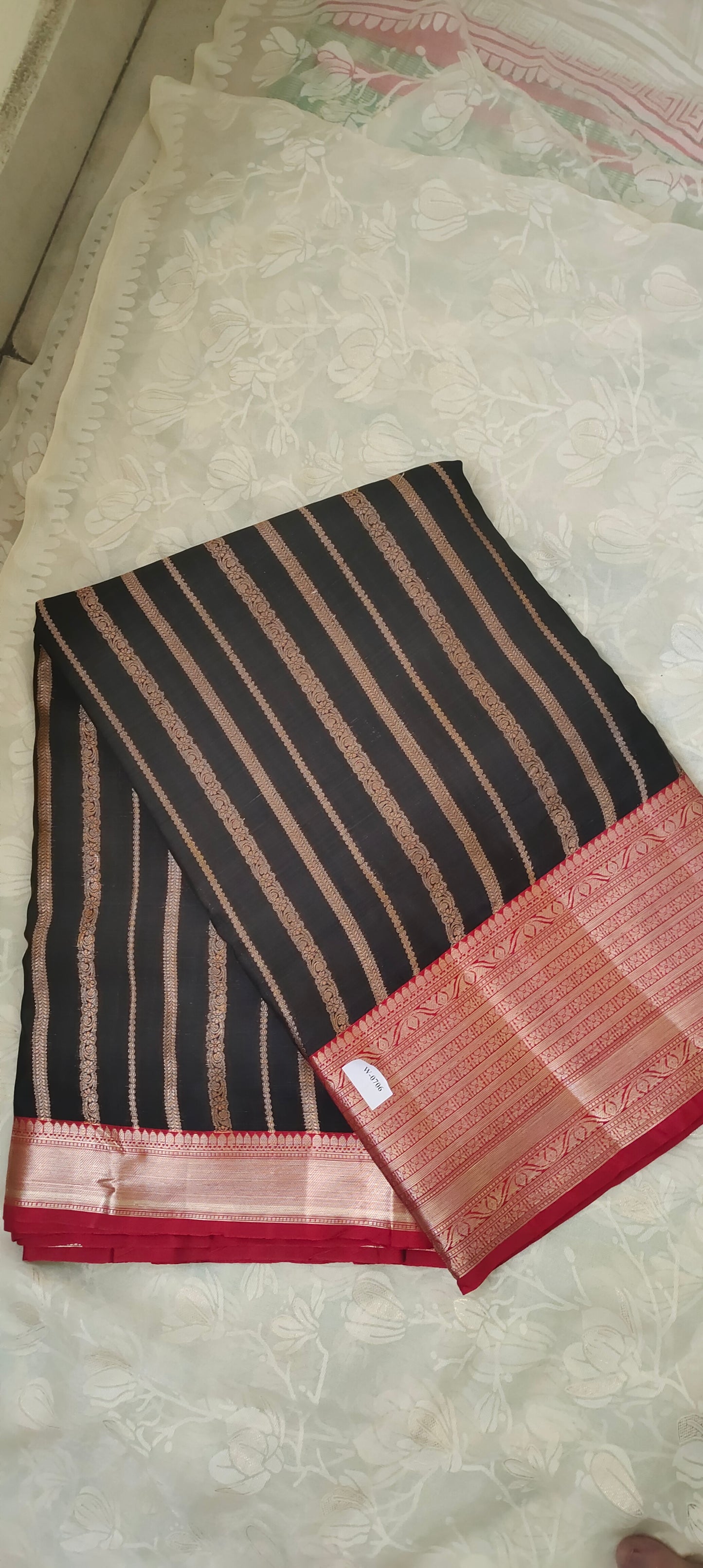 Black color cotton silk saree
