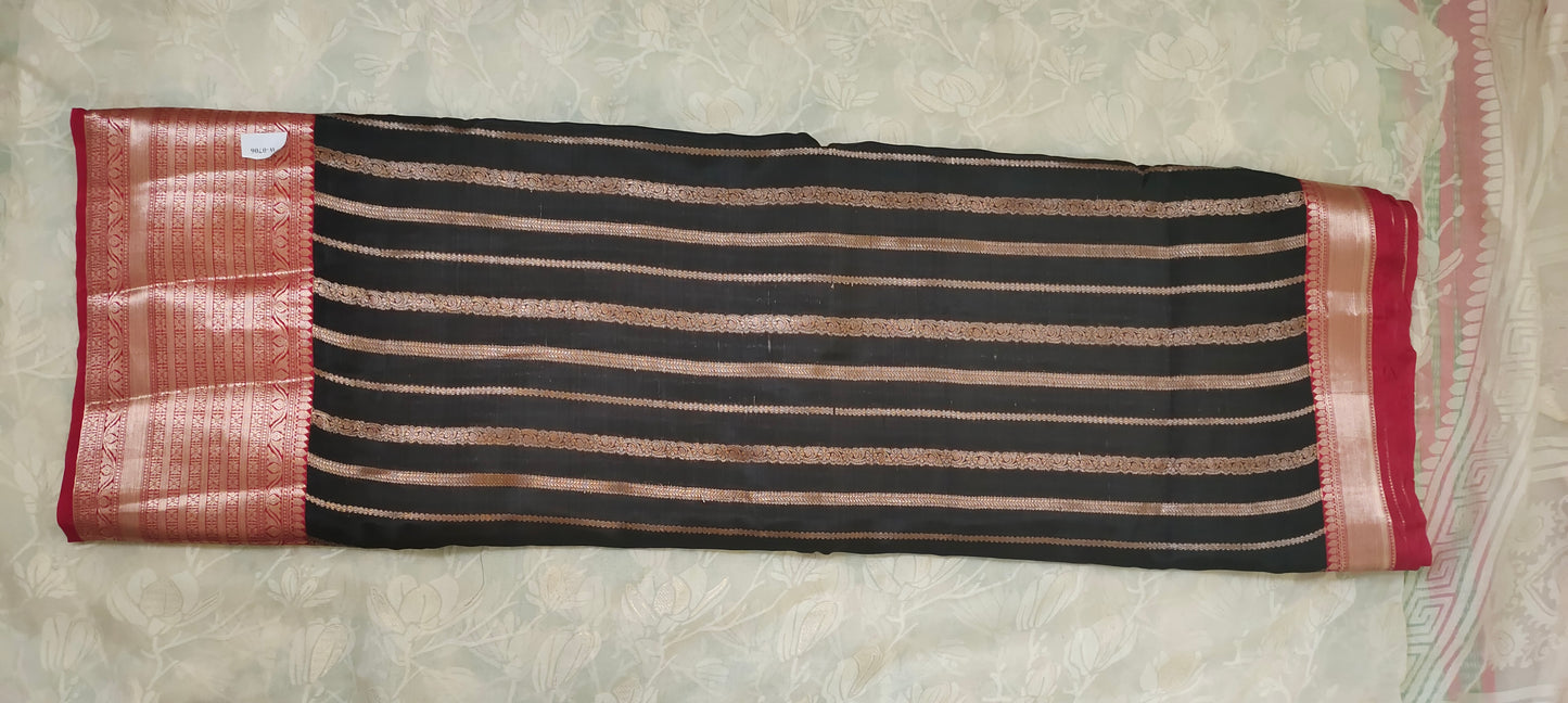 Black color cotton silk saree
