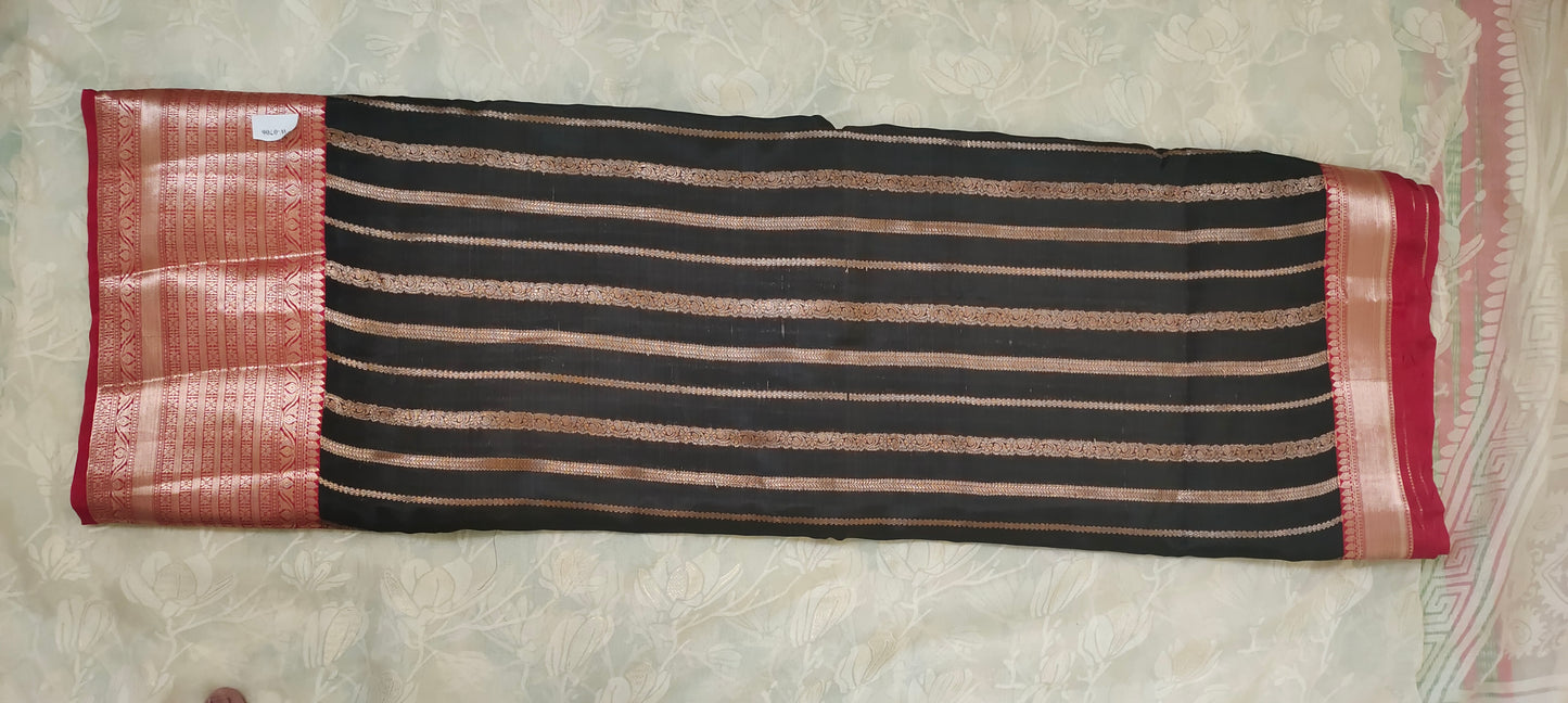 Black color cotton silk saree