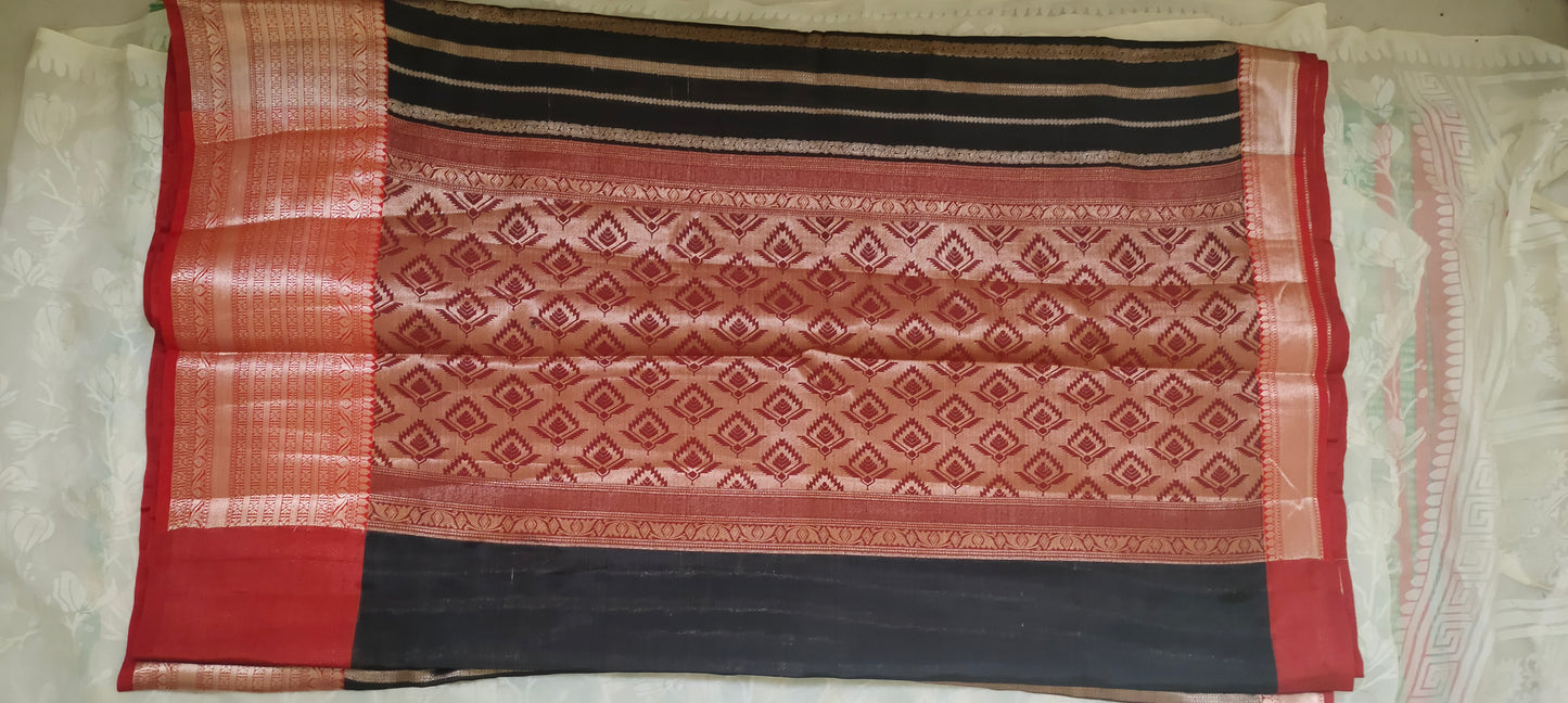 Black color cotton silk saree