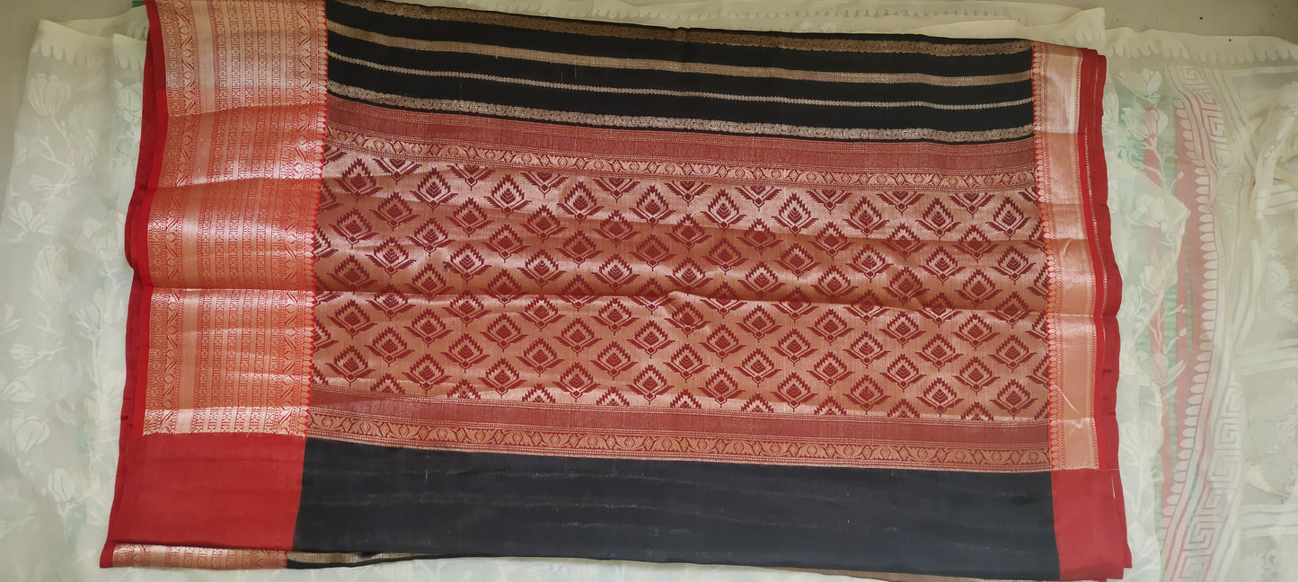 Black color cotton silk saree