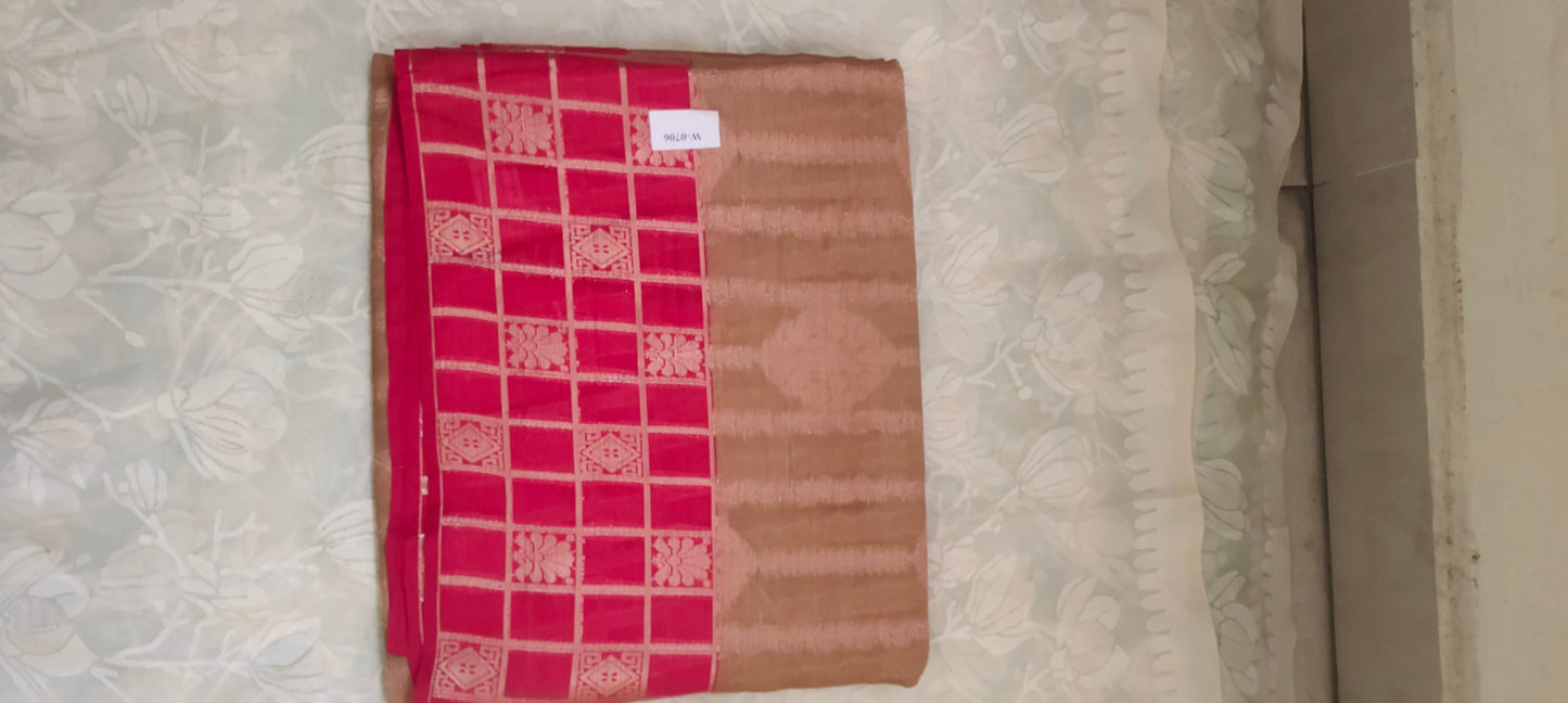 Light brown color cotton silk saree