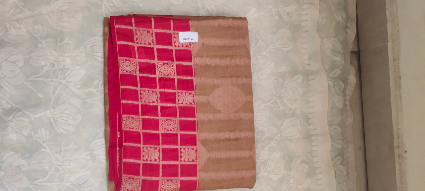 Light brown color cotton silk saree