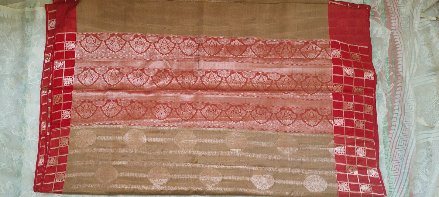 Light brown color cotton silk saree